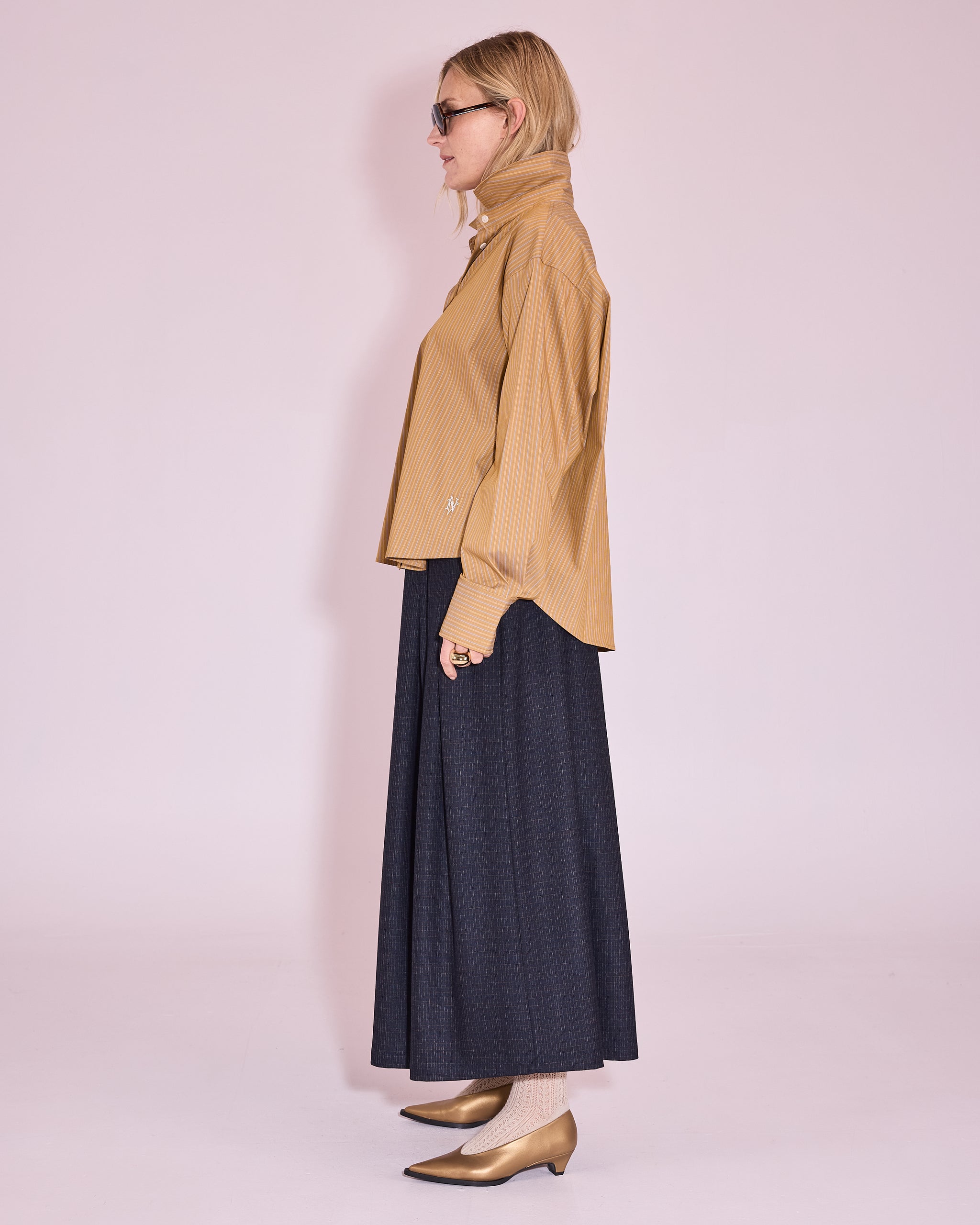 Hermine hemd in mustard gold / blue