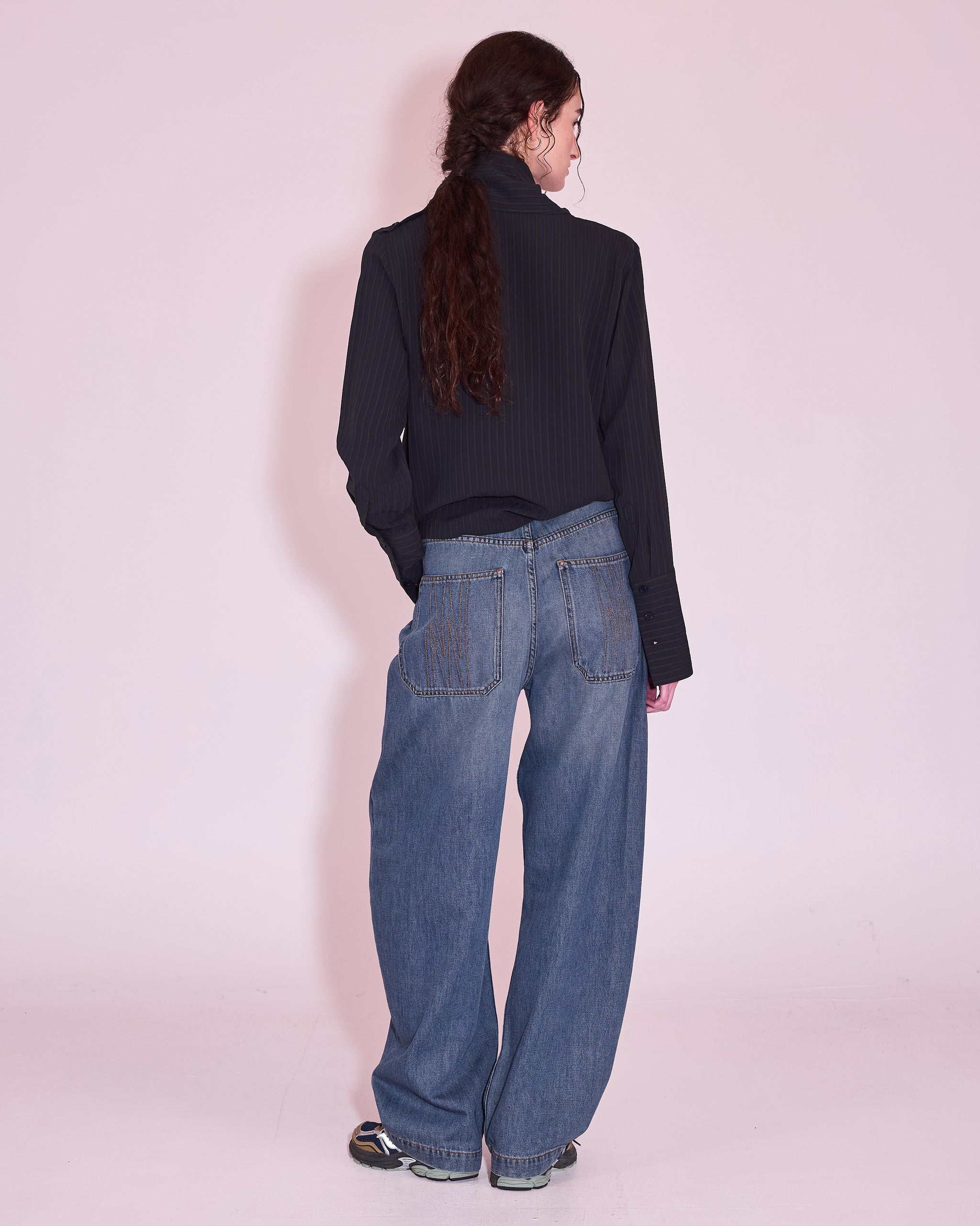 Haya blouse in dark blue / green
