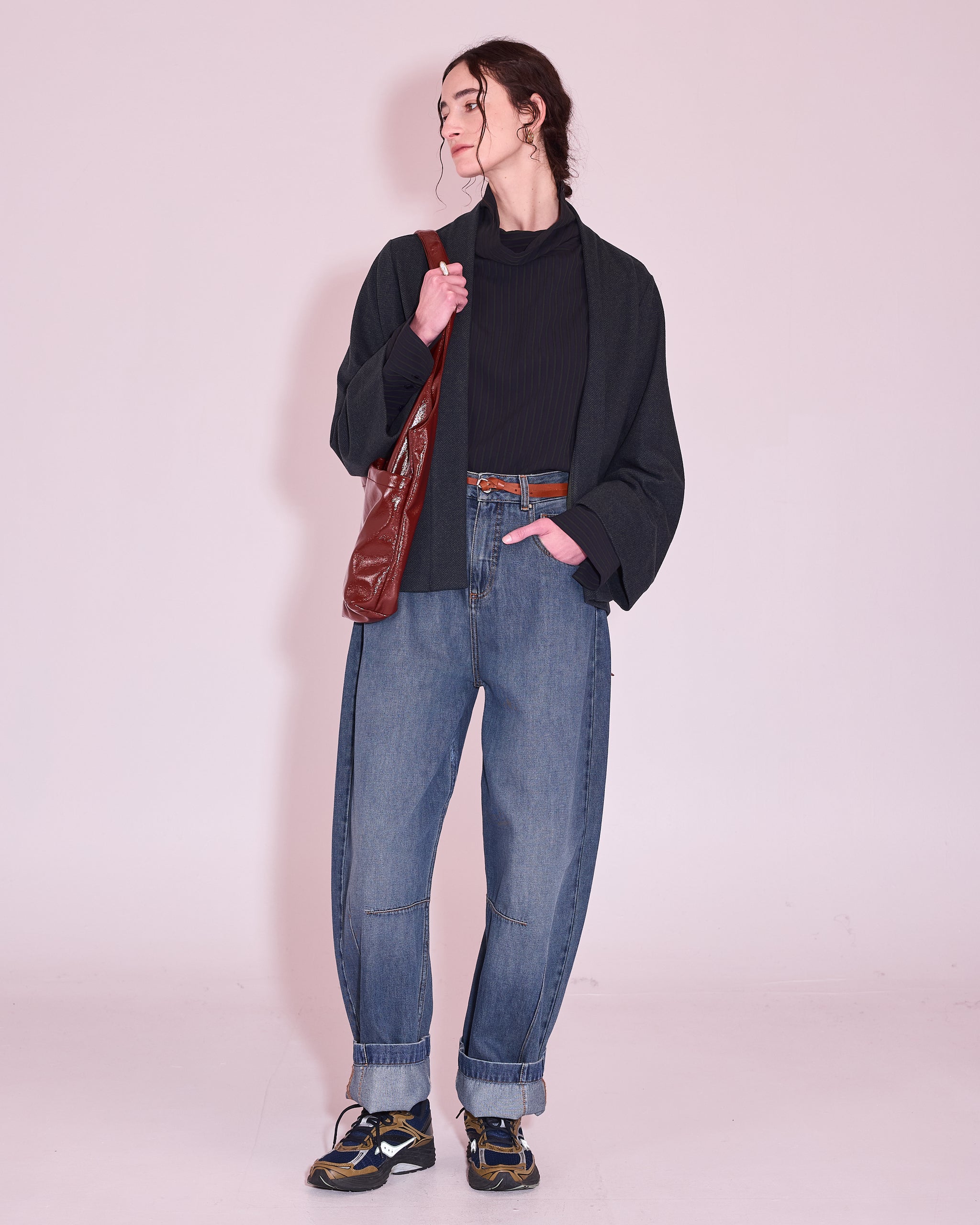 Haya blouse in dark blue / green