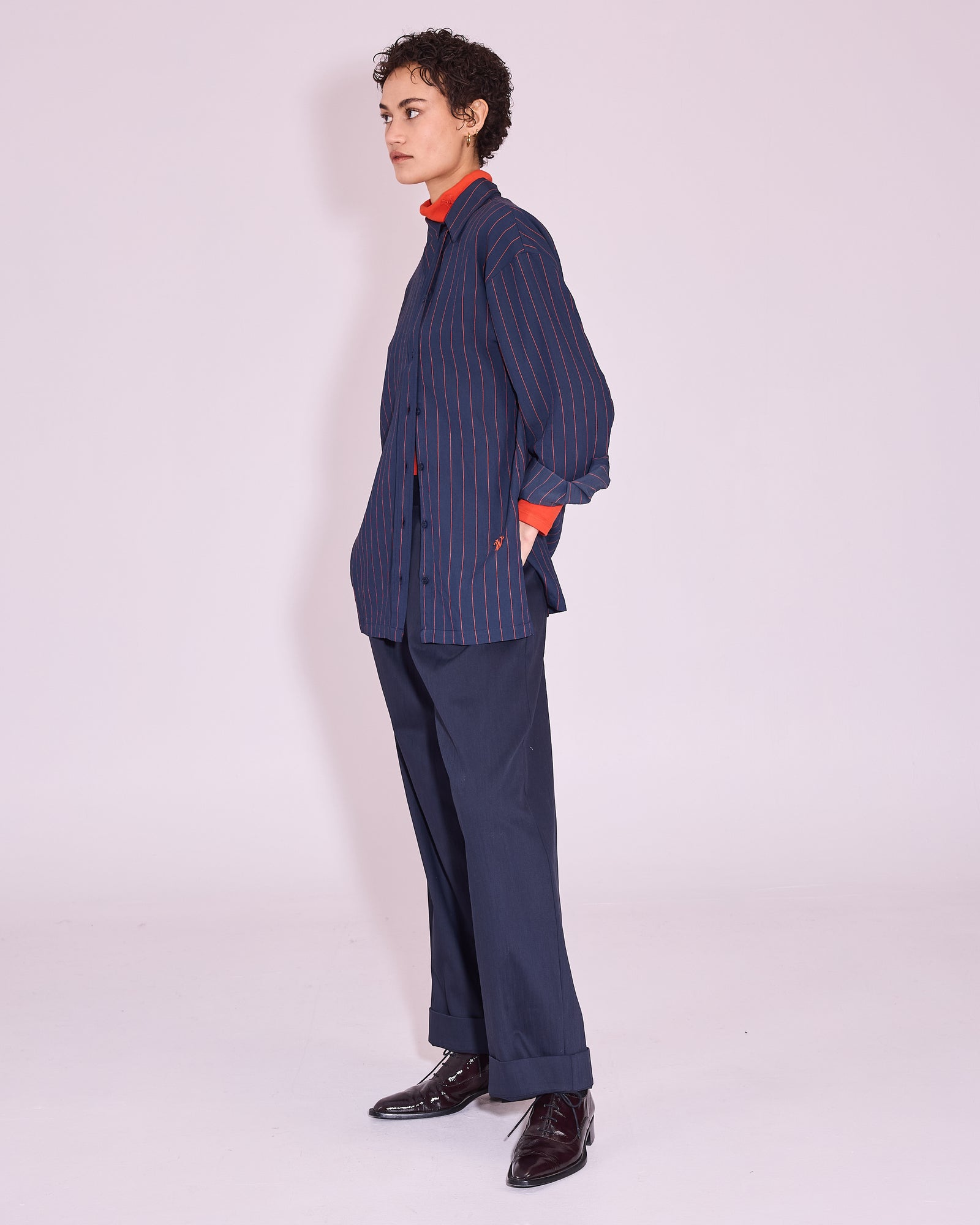 Jeanne hemd in navy / bright red