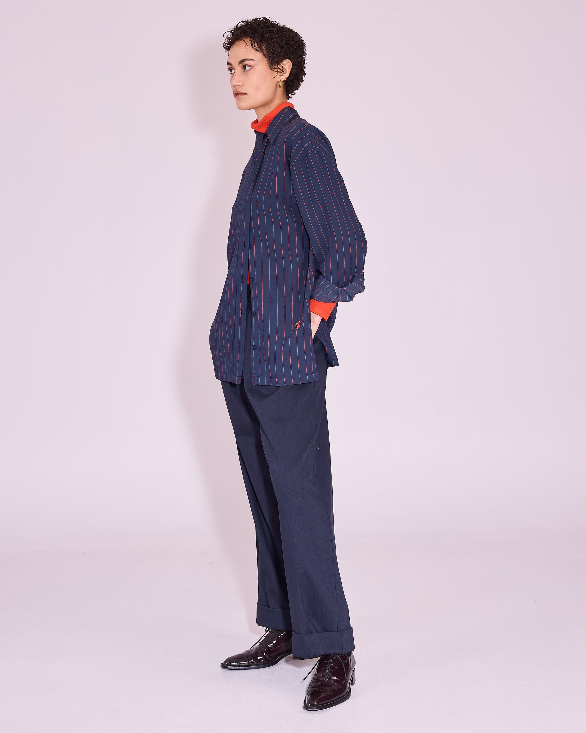 Jeanne hemd in navy / bright red