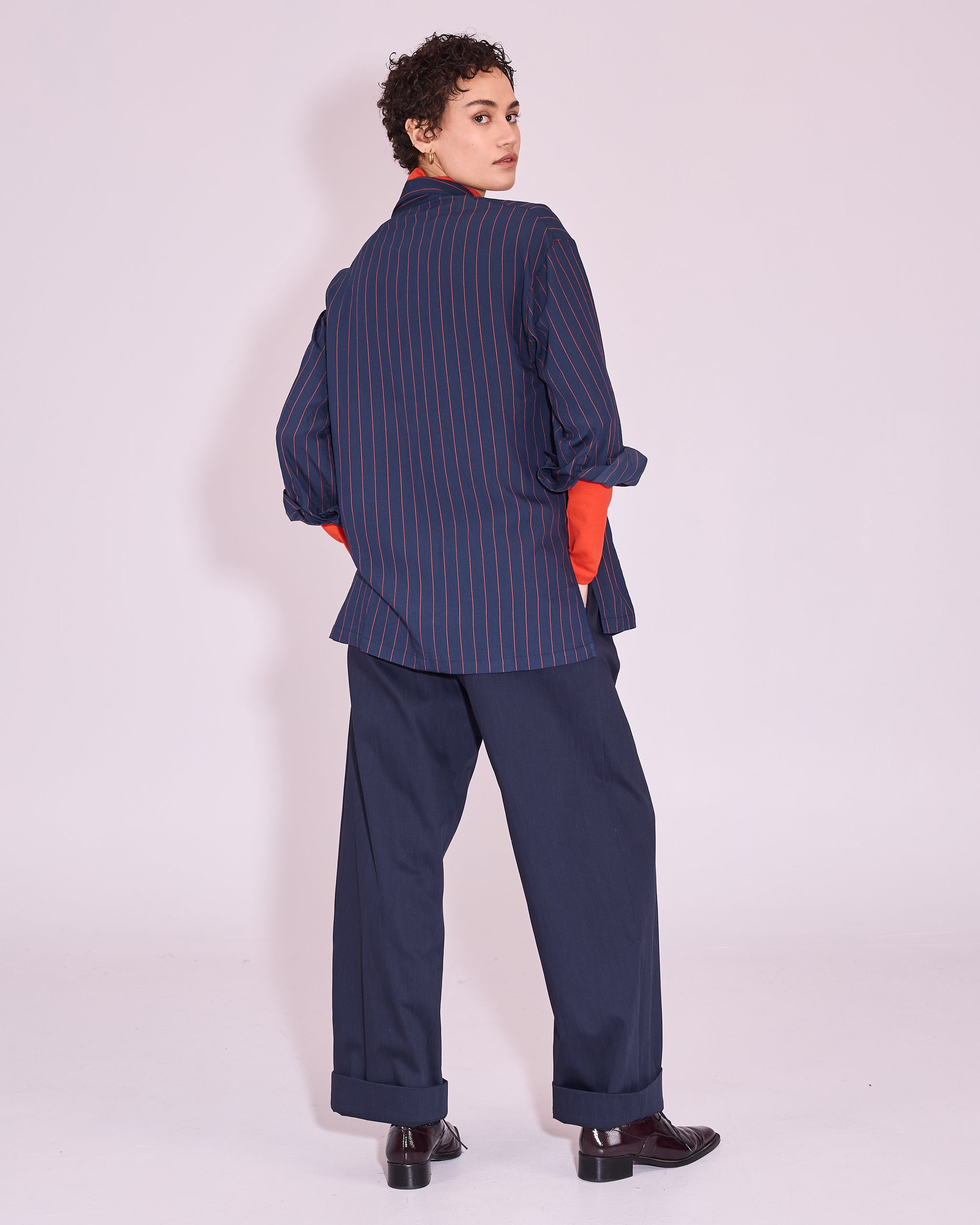 Jeanne hemd in navy / bright red