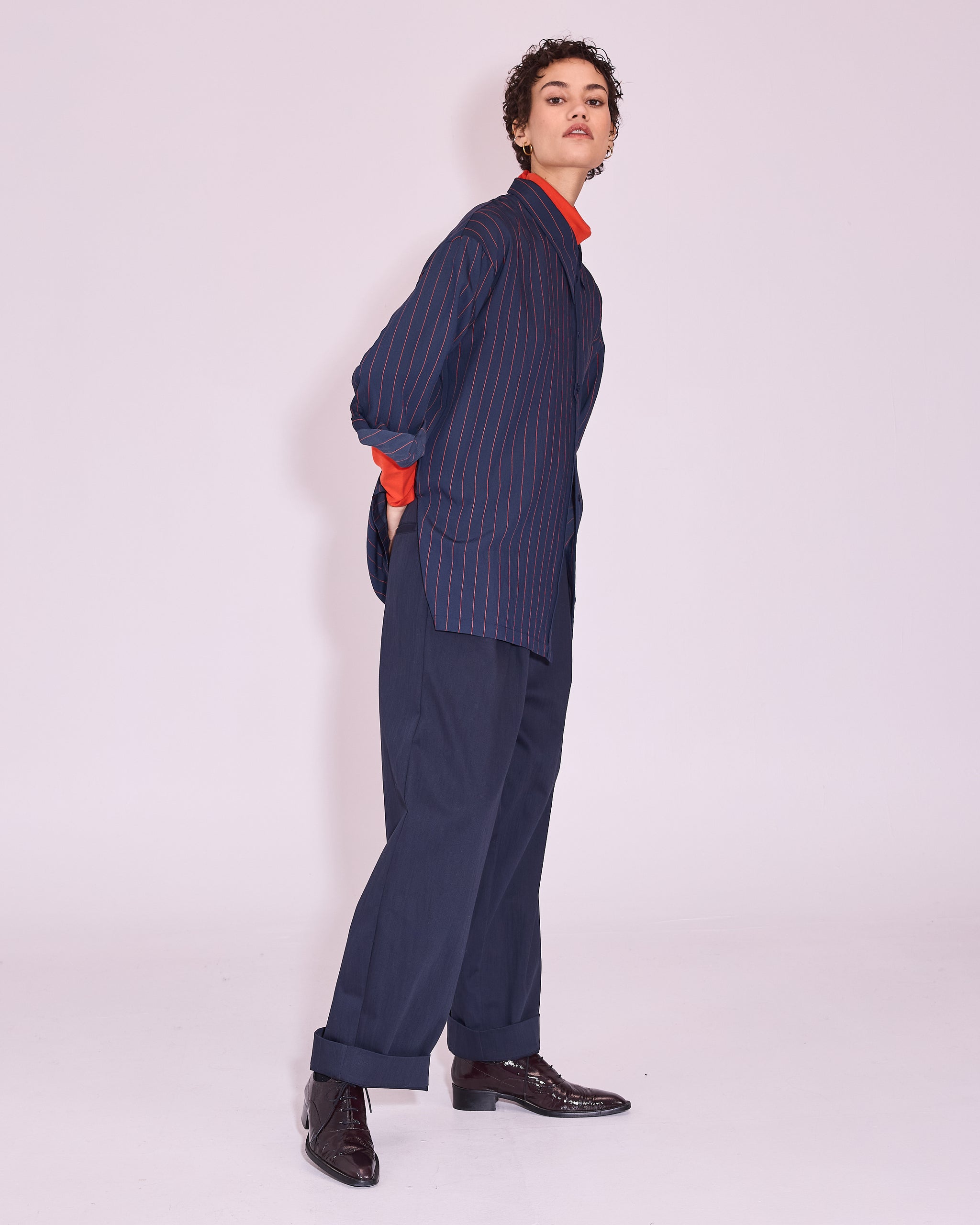 Jeanne hemd in navy / bright red