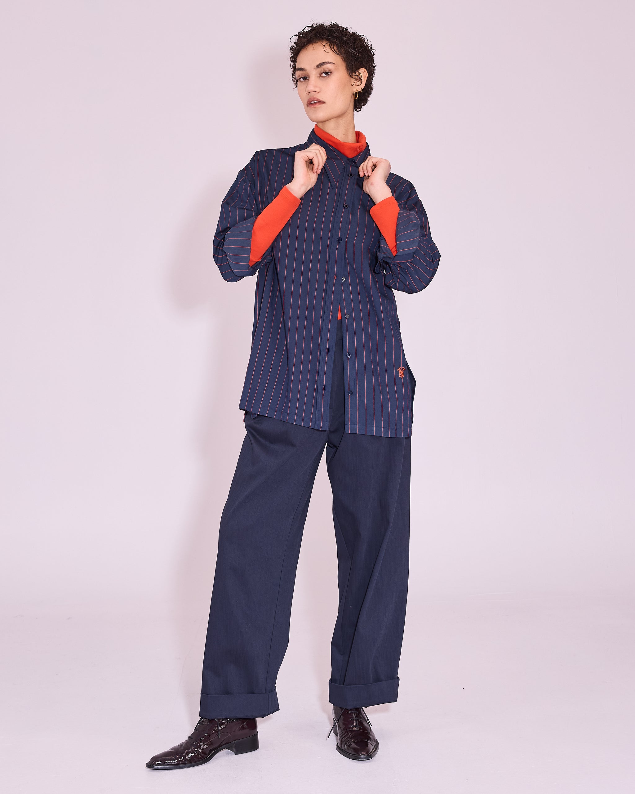 Jeanne hemd in navy / bright red