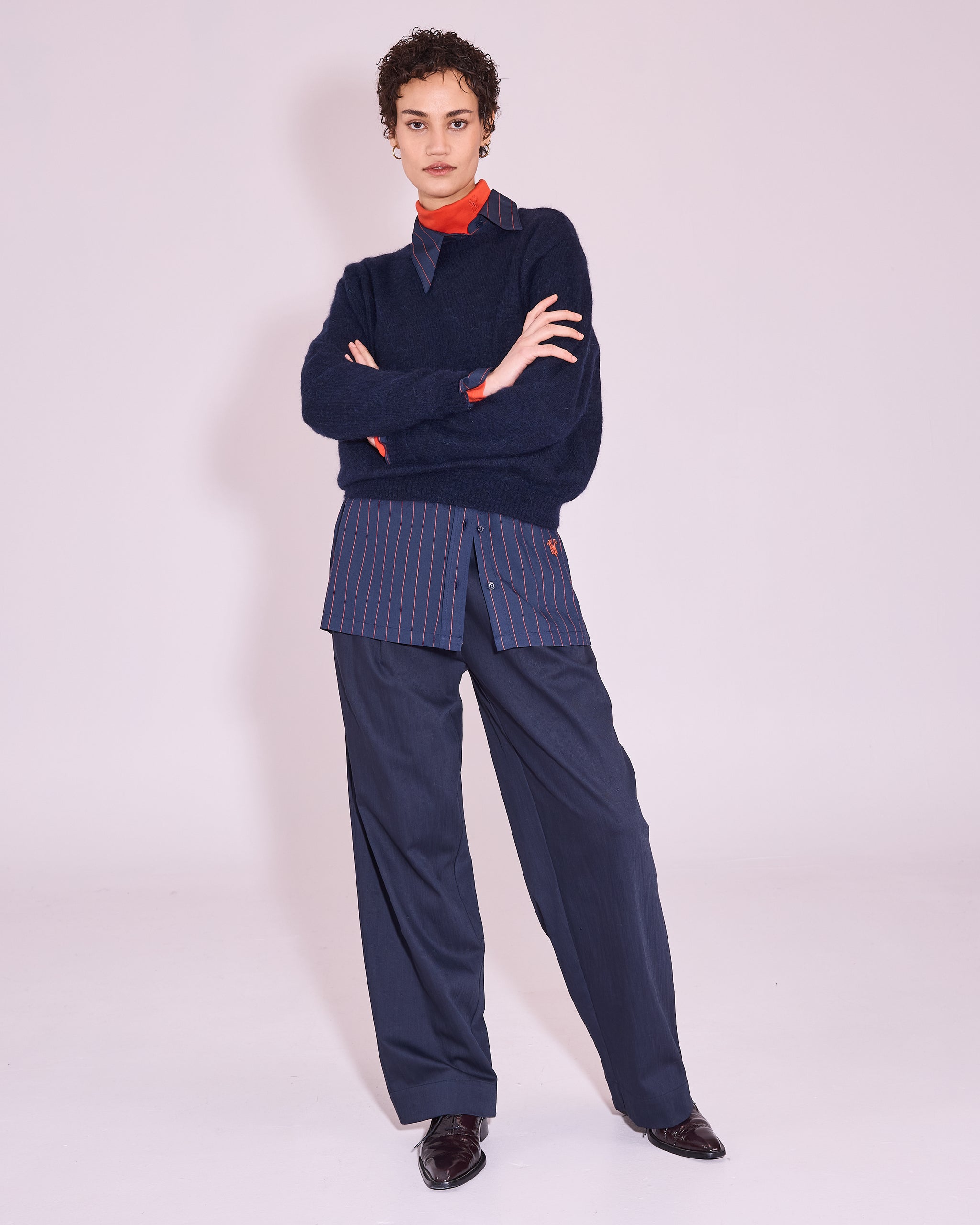 Jeanne hemd in navy / bright red