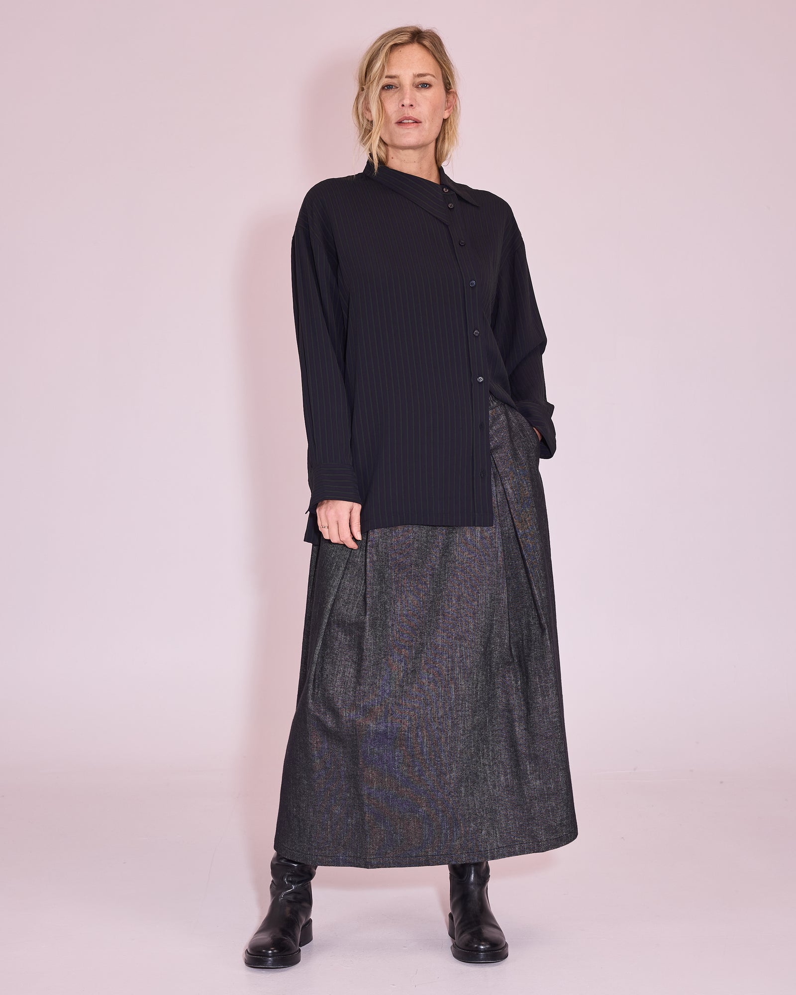 Jeanne hemd in dark blue / green