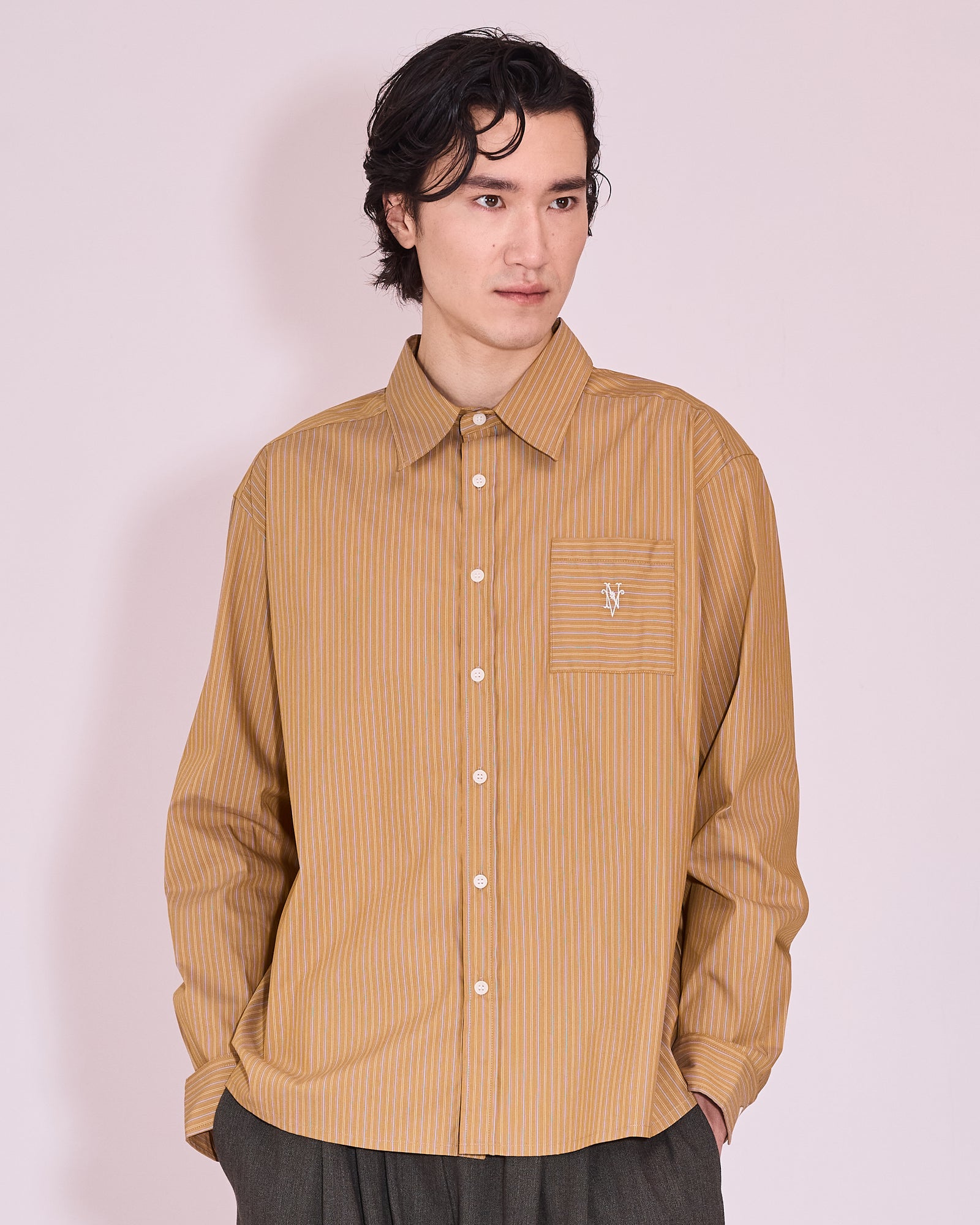 Gelesto hemd in mustard gold / blue