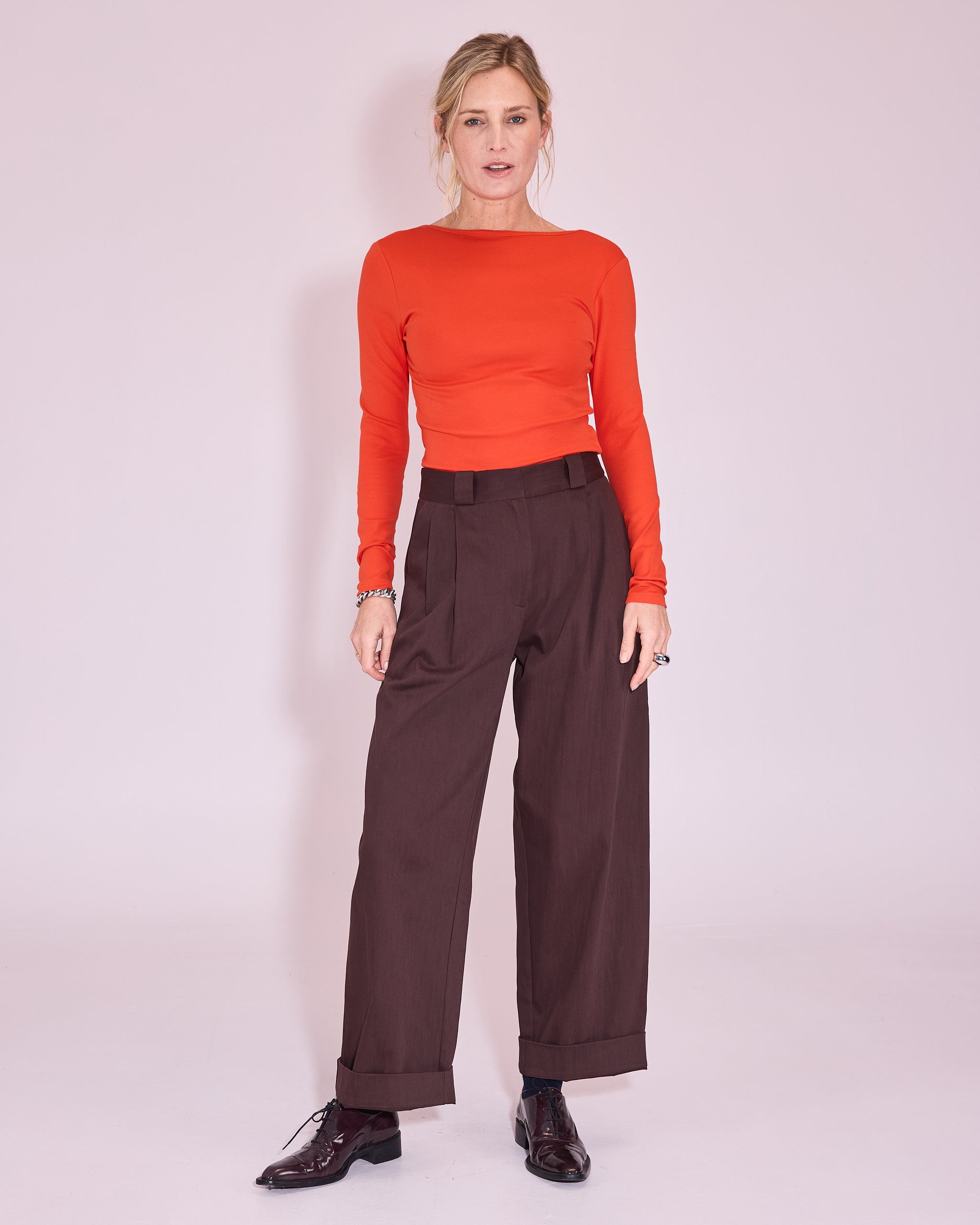 Josette T-shirt in mandarin red