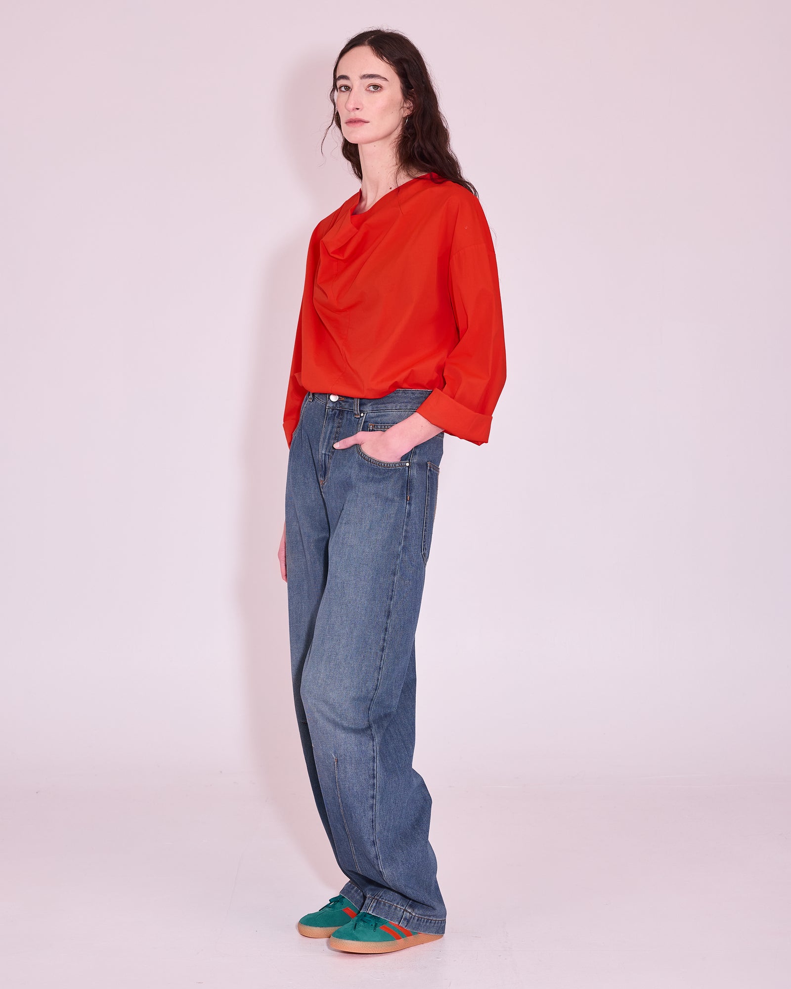 Jeree blouse in mandarin red