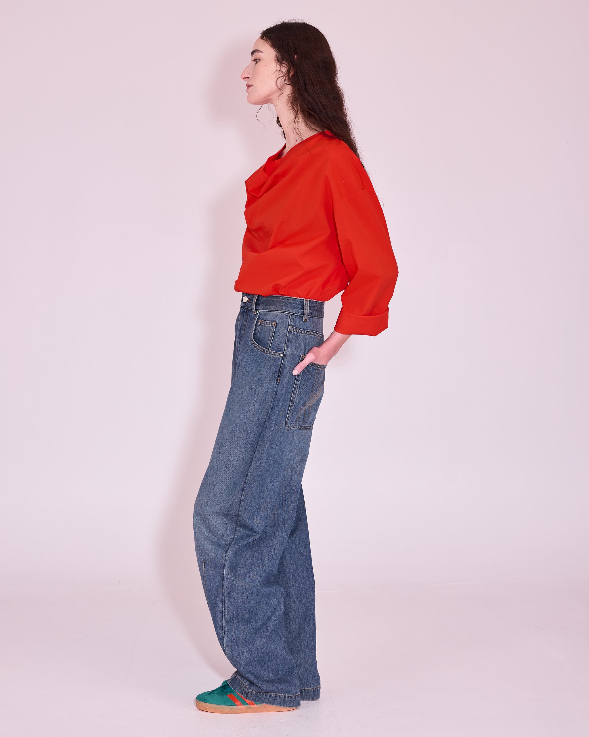 Jeree blouse in mandarin red