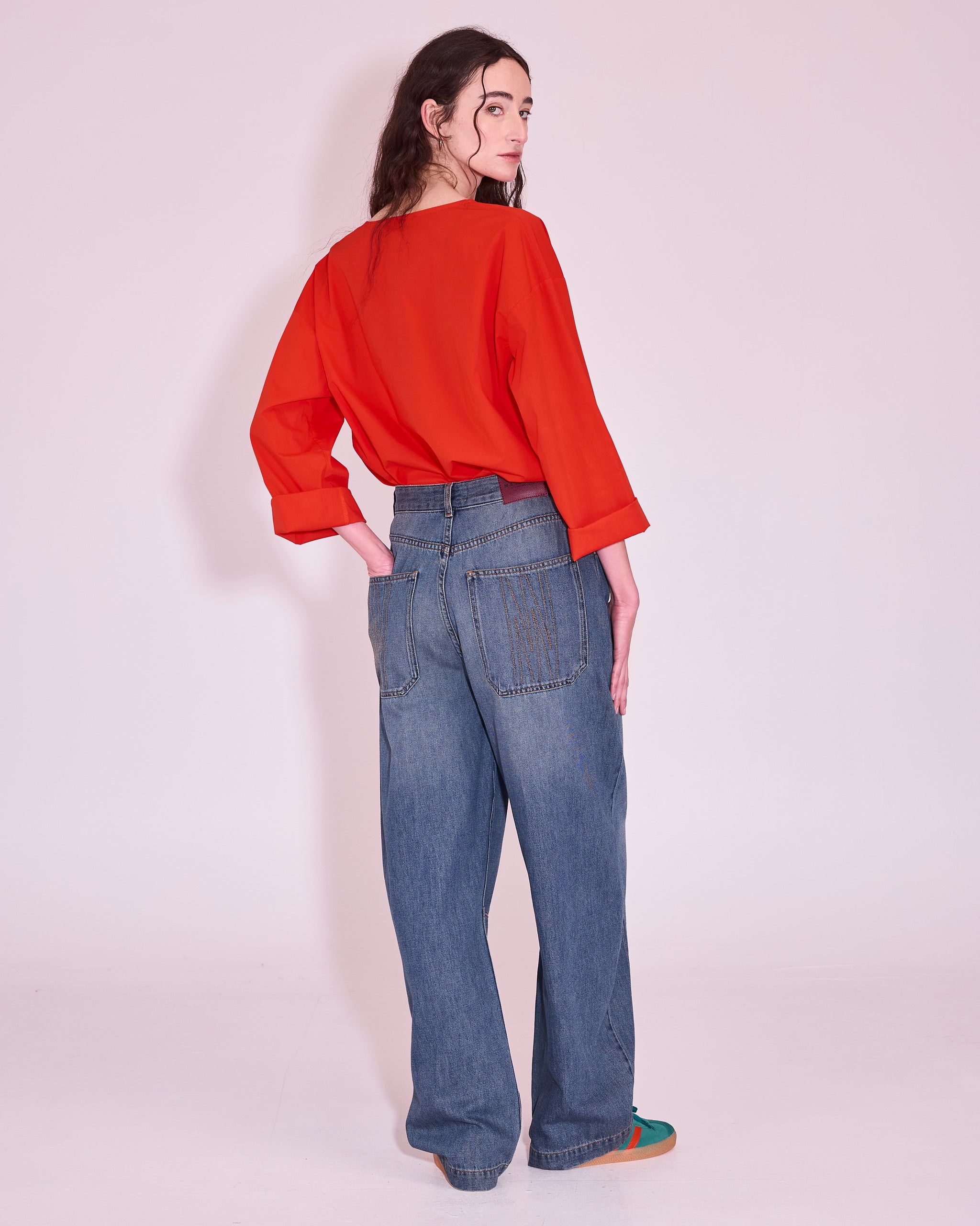 Jeree blouse in mandarin red
