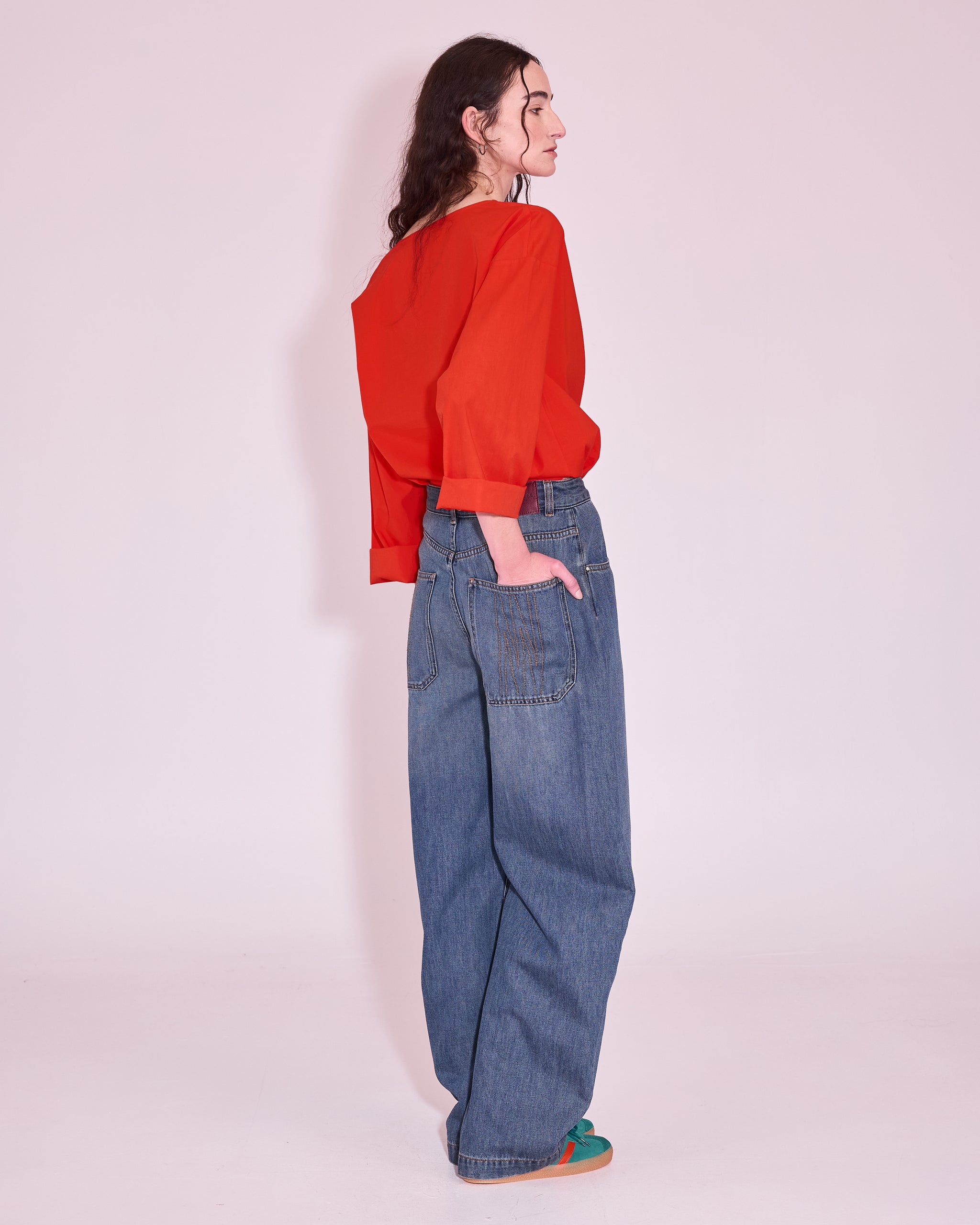 Jeree blouse in mandarin red