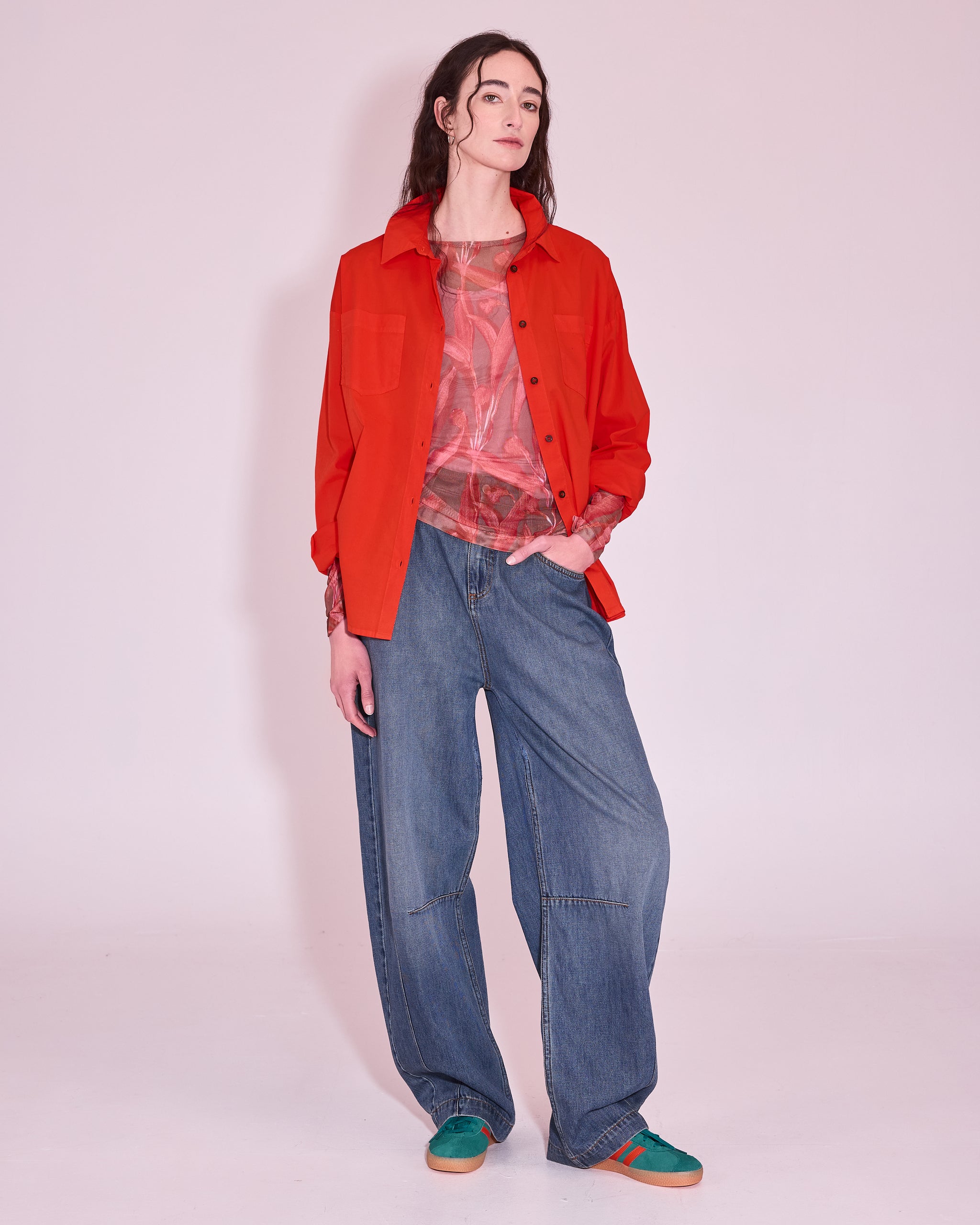 Gabri hemd in mandarin red
