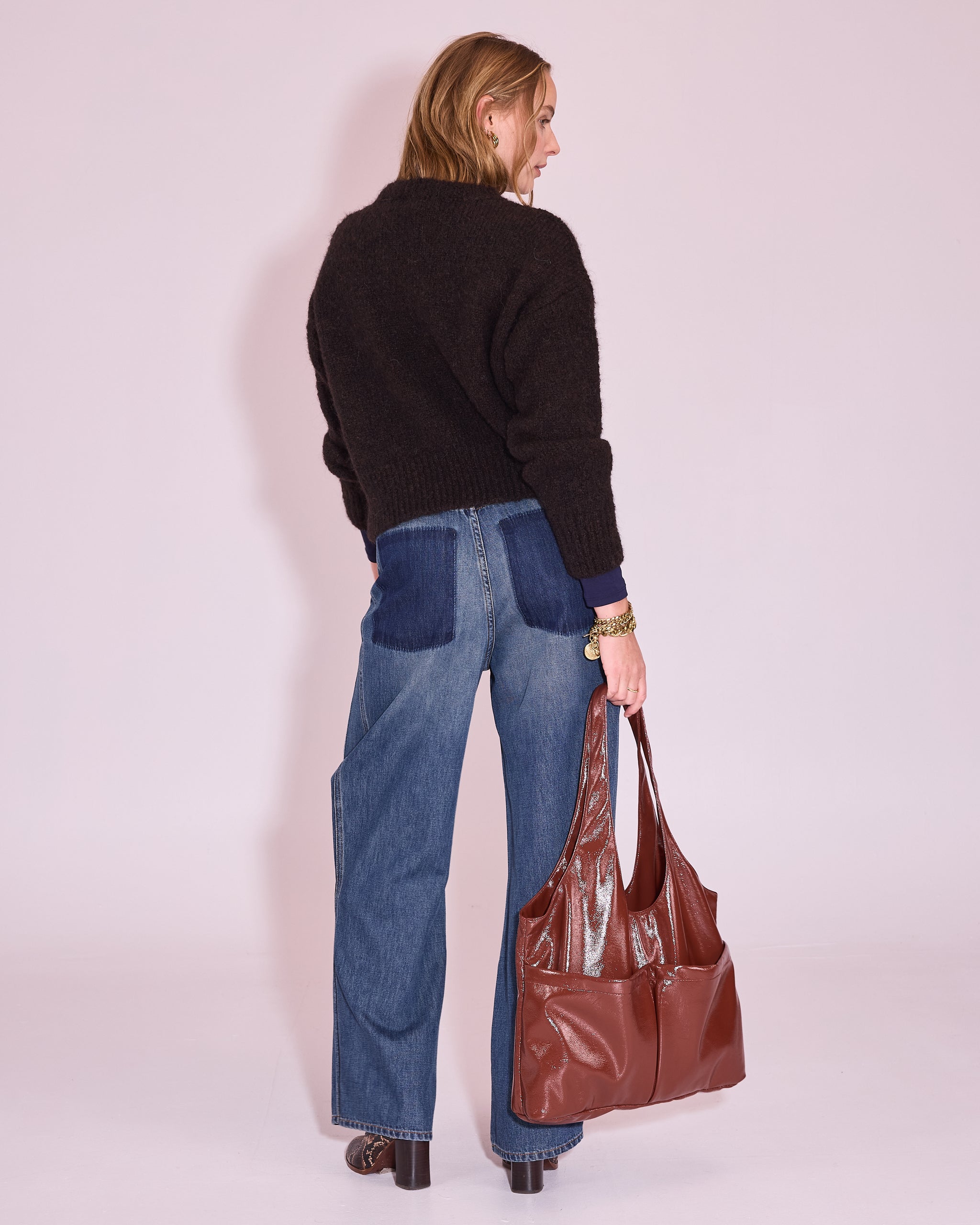 Jac handtas in maroon faux leather