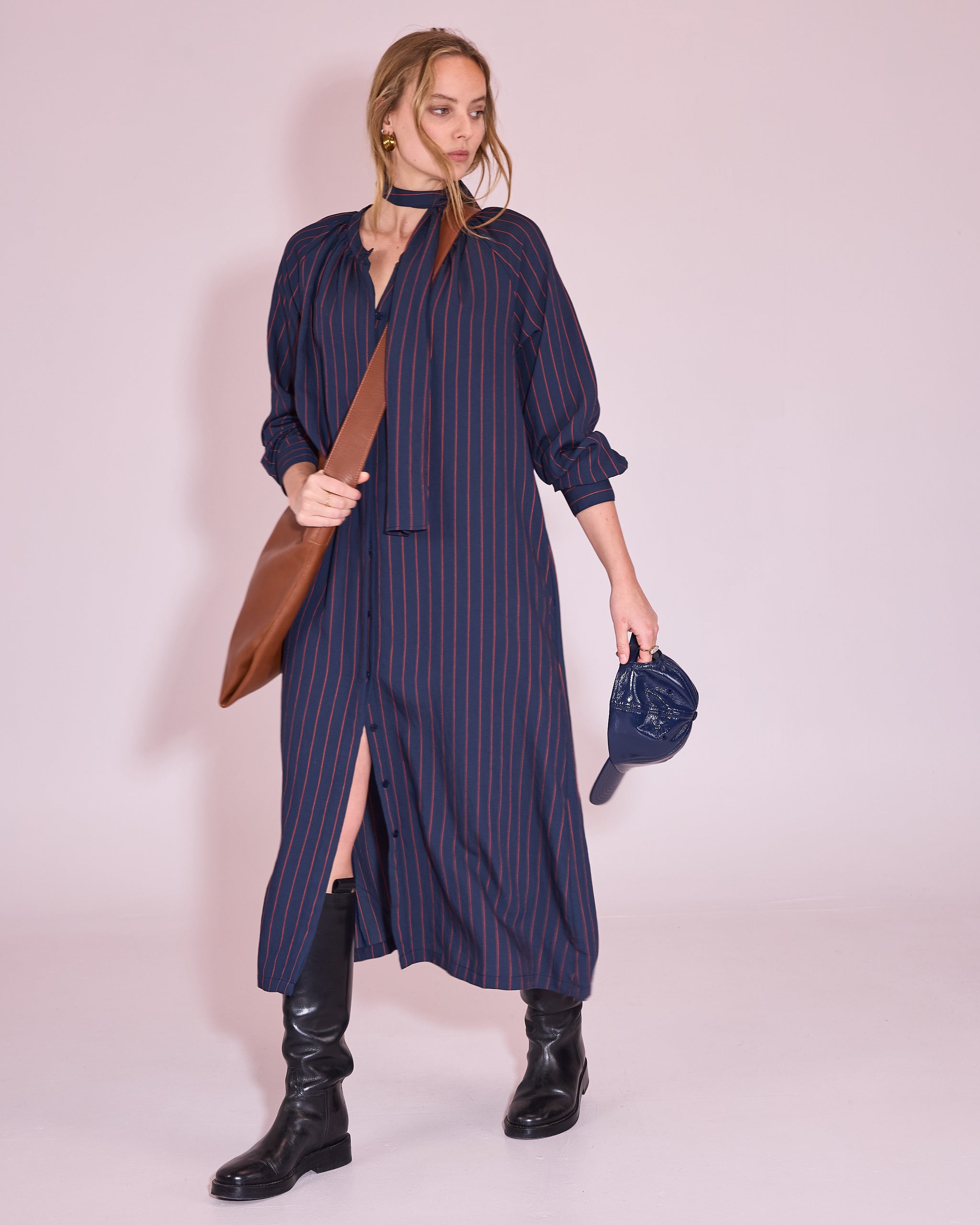 Jade jurk in navy / bright red