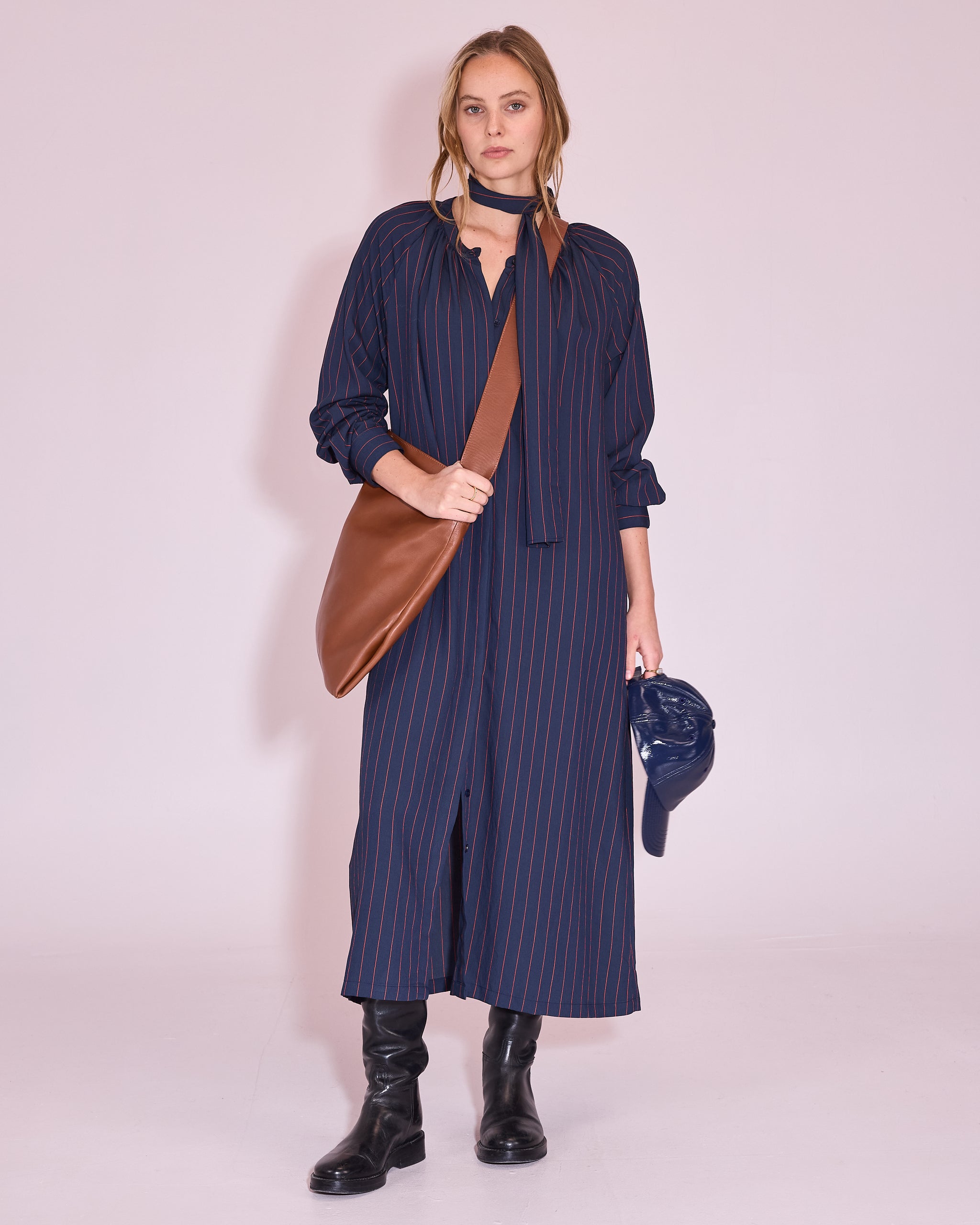 Jade jurk in navy / bright red