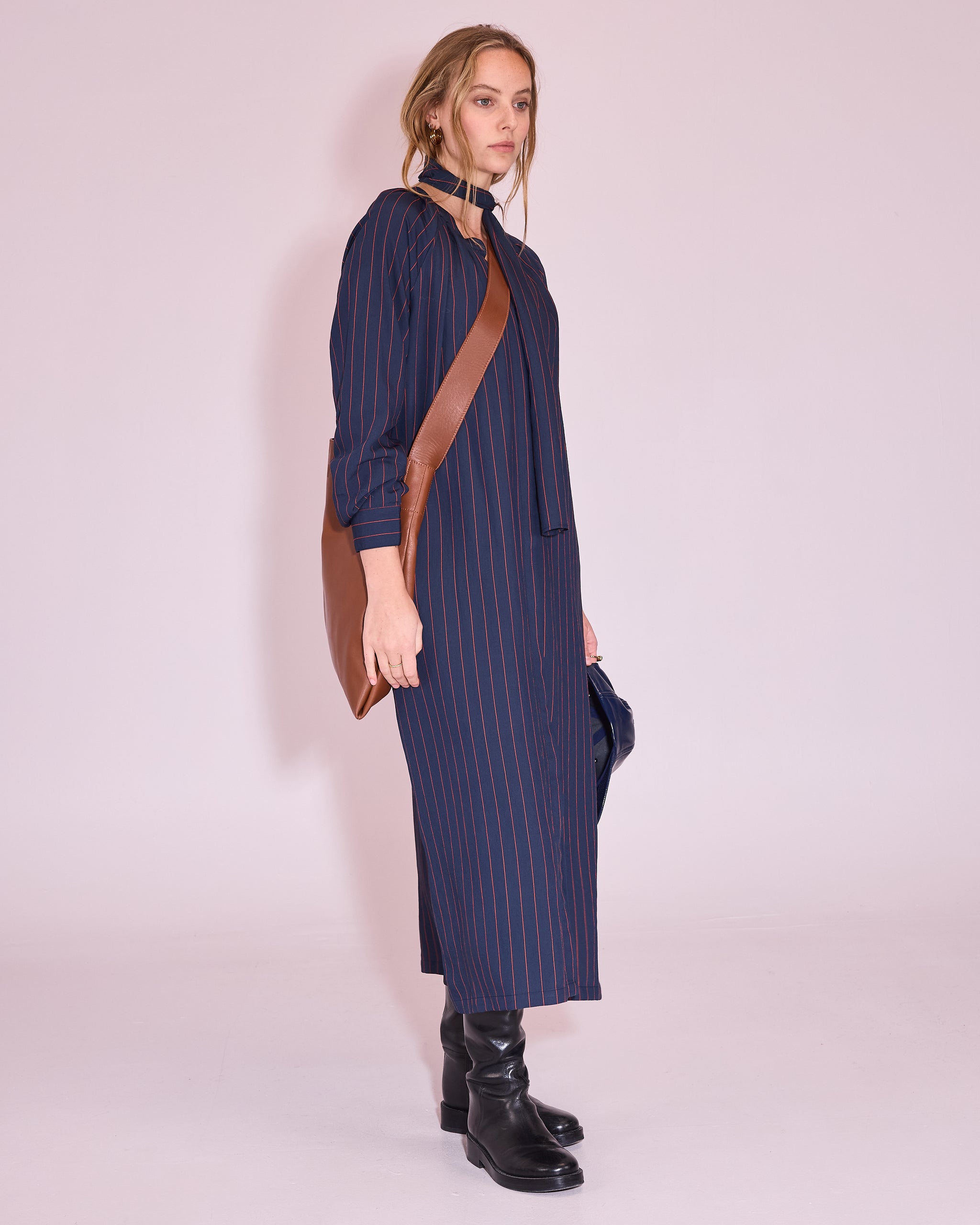 Jade jurk in navy / bright red