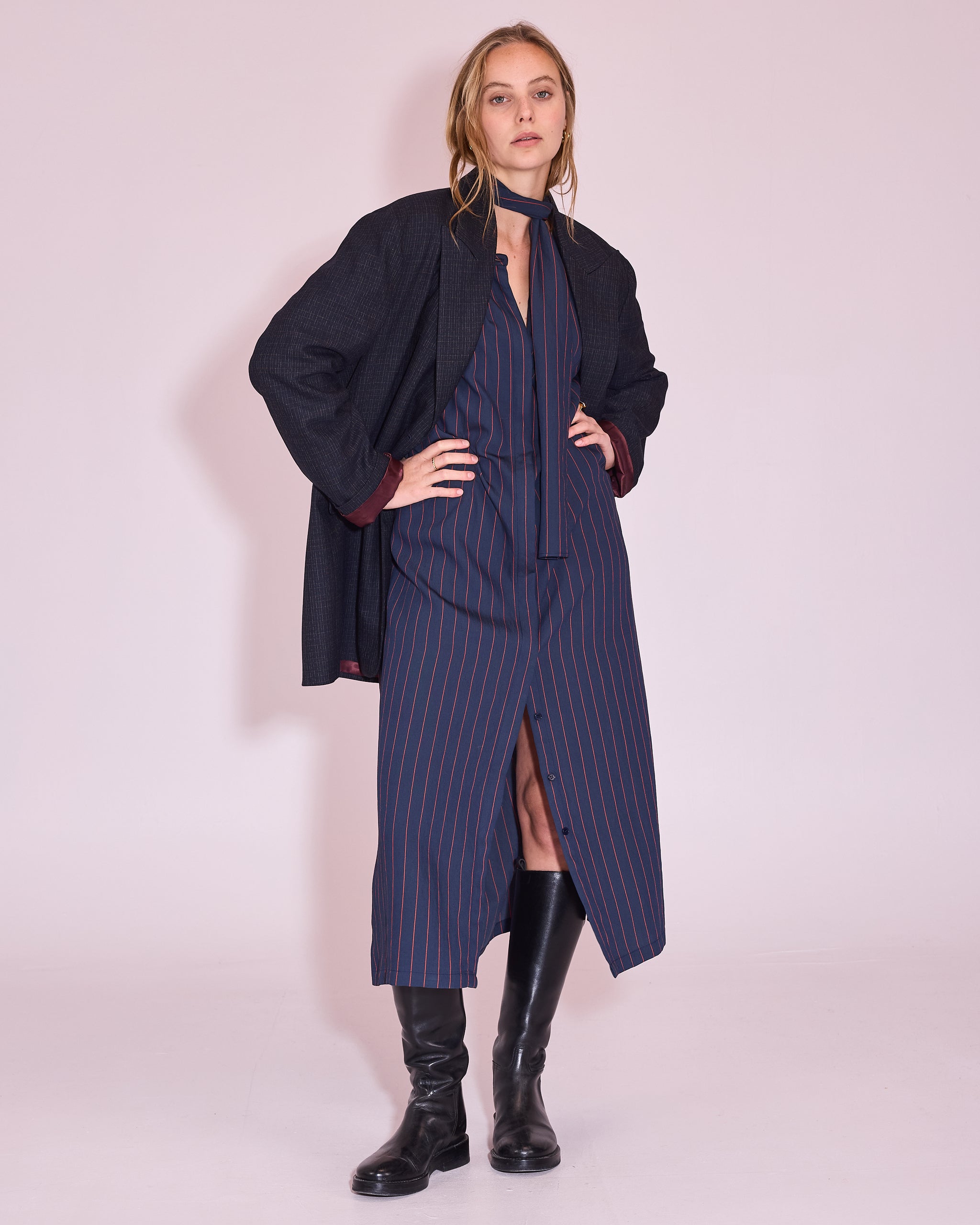 Jade jurk in navy / bright red