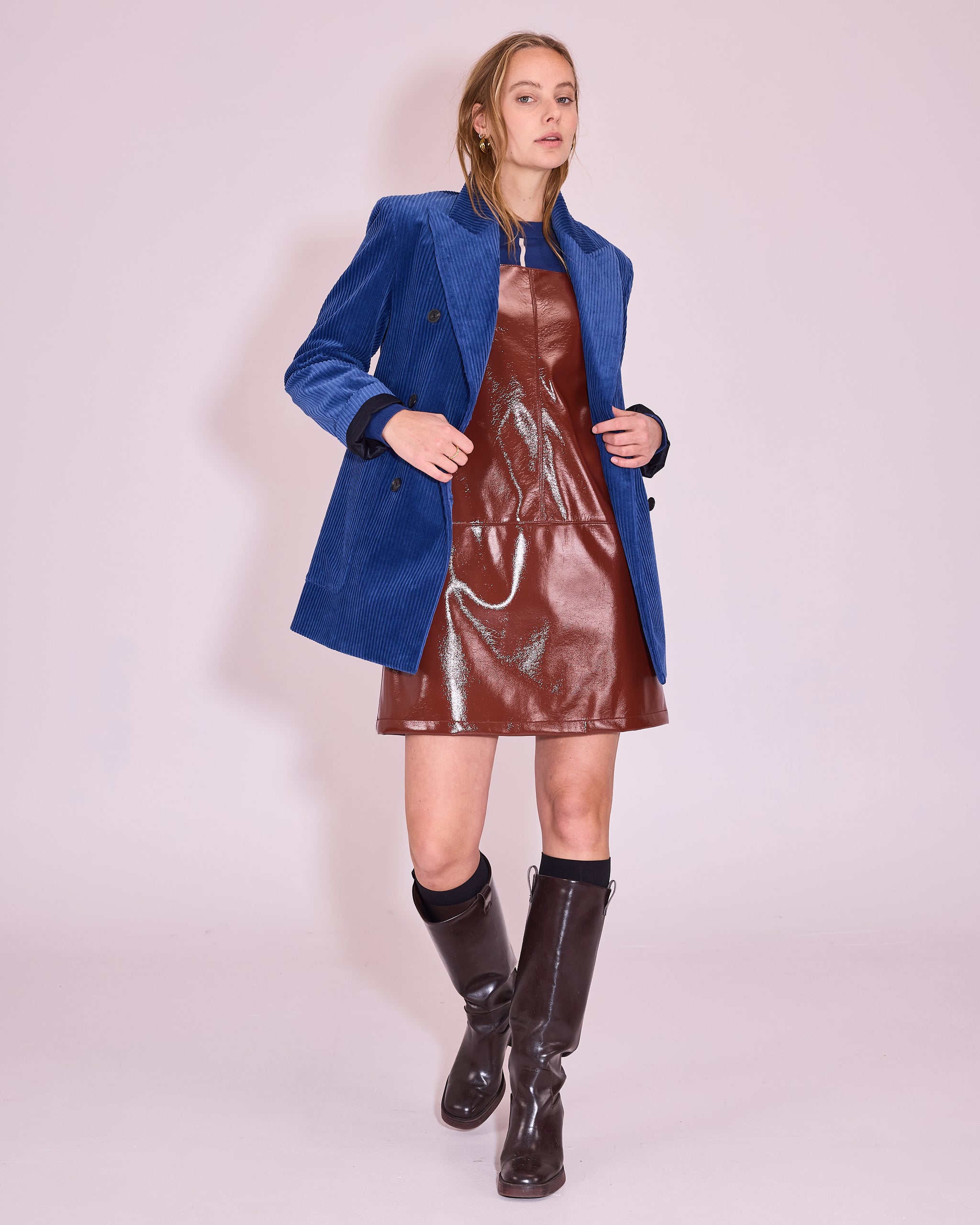 Jolene jurk in maroon faux leather
