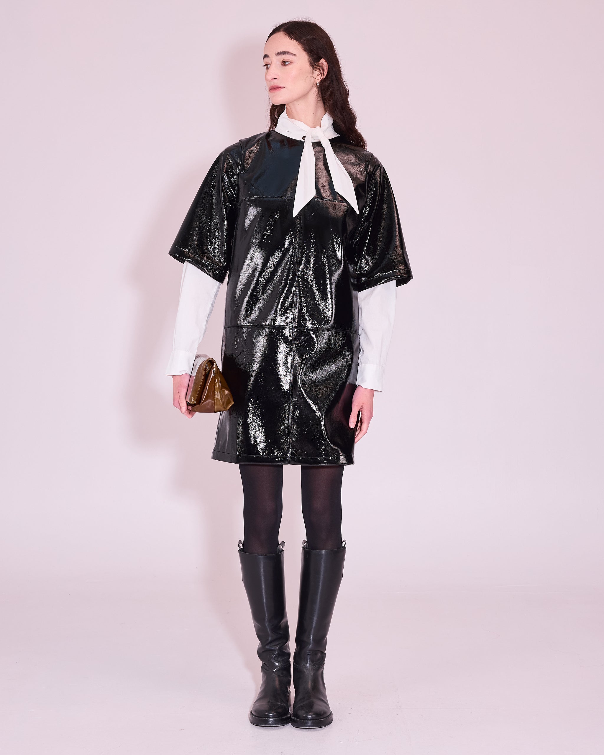 Jolene dress in black faux leather