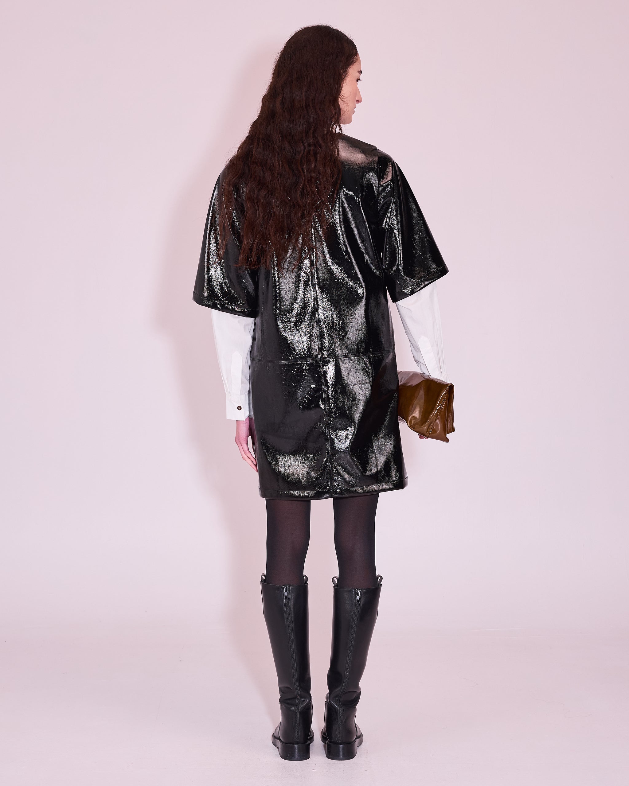 Jolene dress in black faux leather