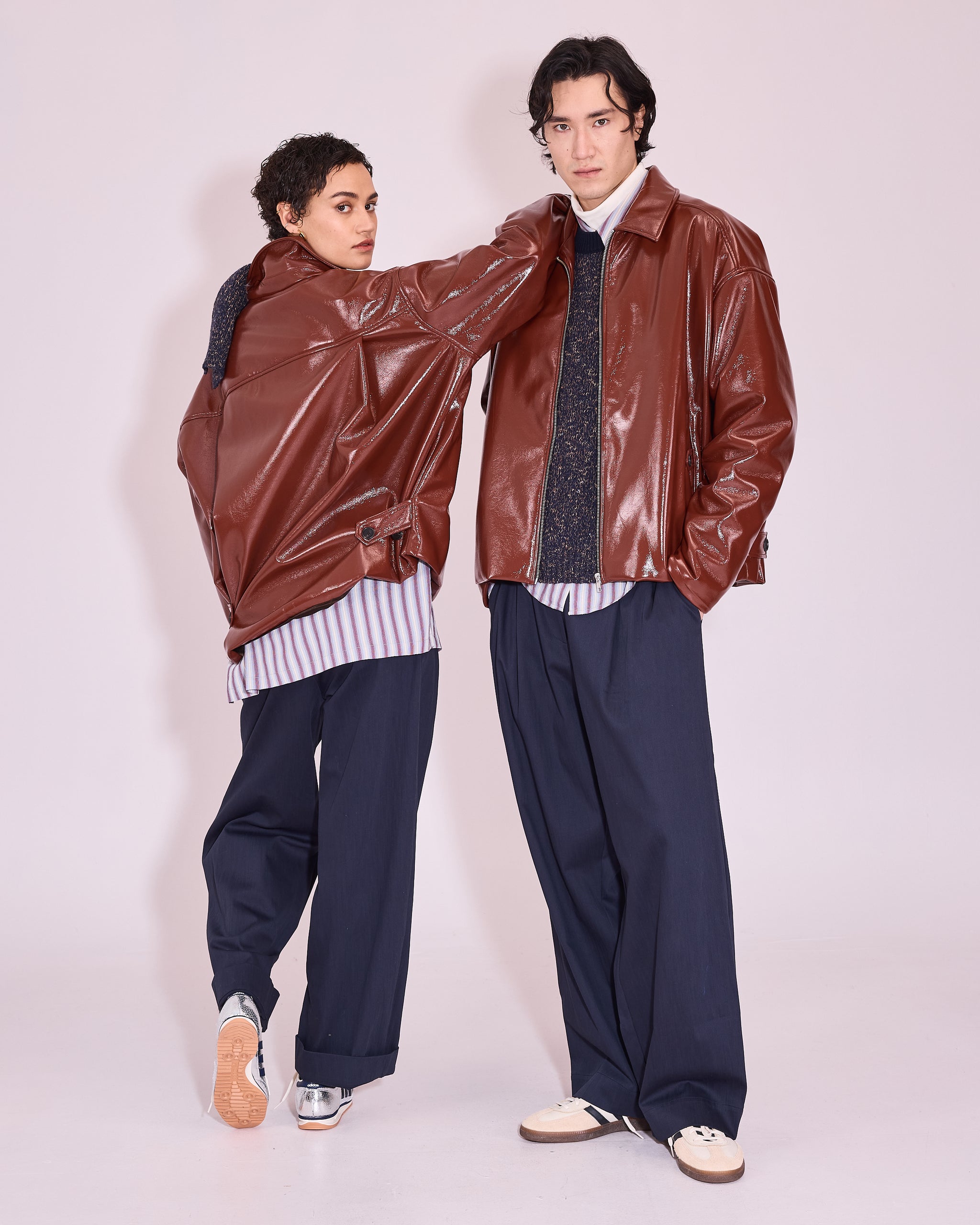 Jan jacket in maroon faux leather