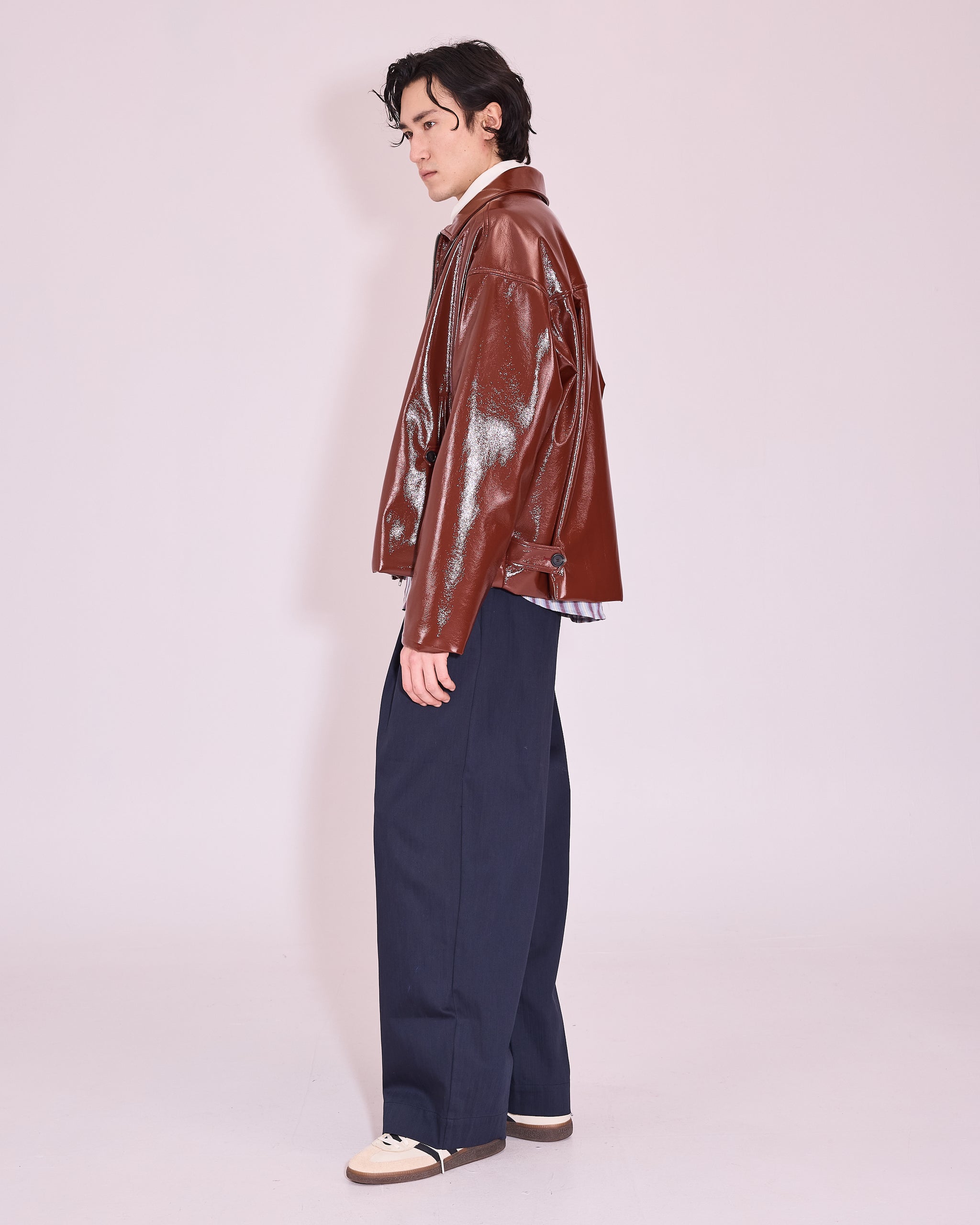 Jan jacket in maroon faux leather