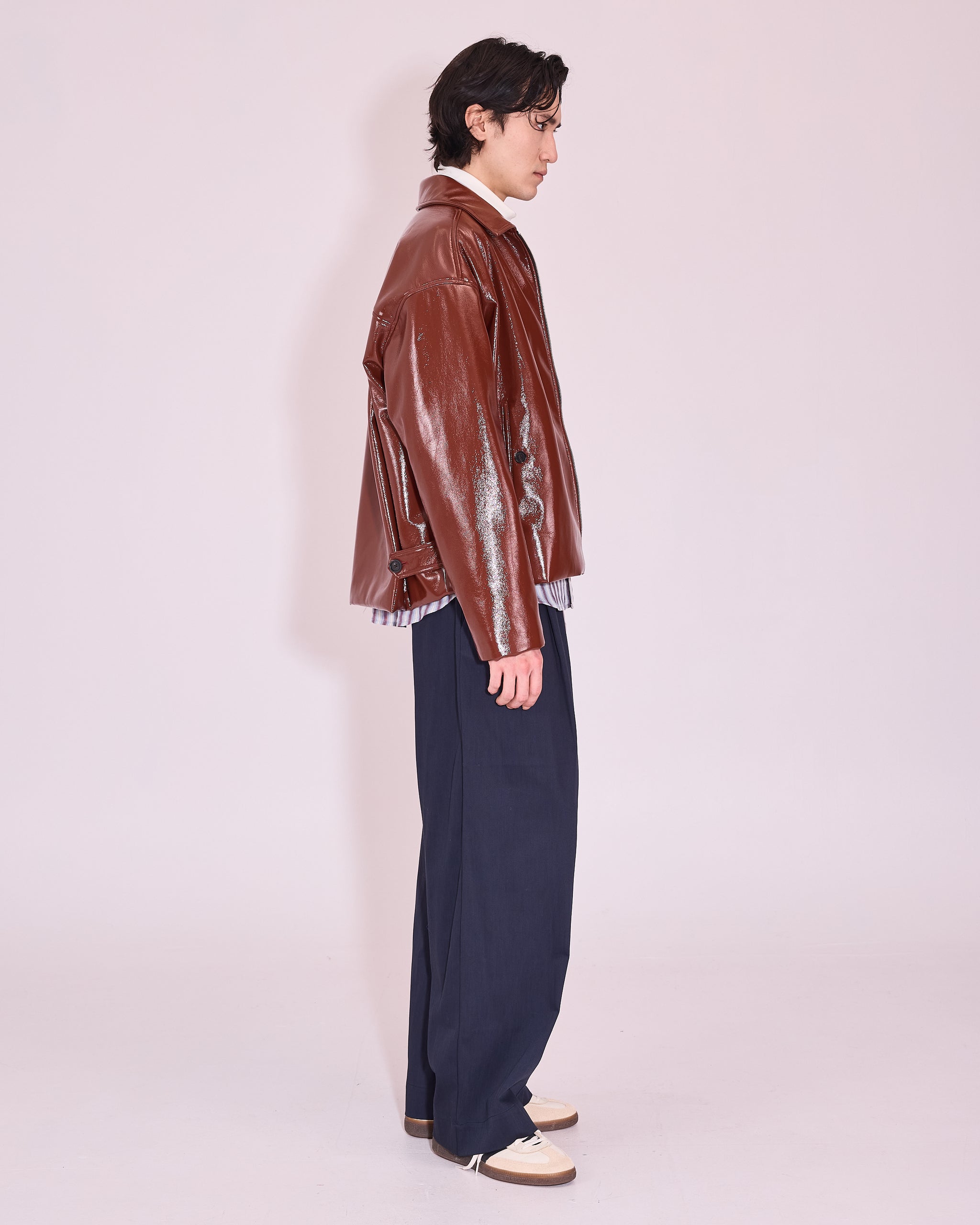 Jan jacket in maroon faux leather