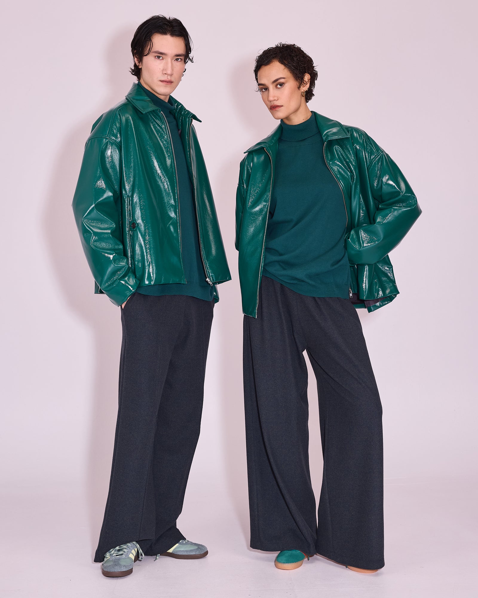 Jan jas in evergreen faux leather