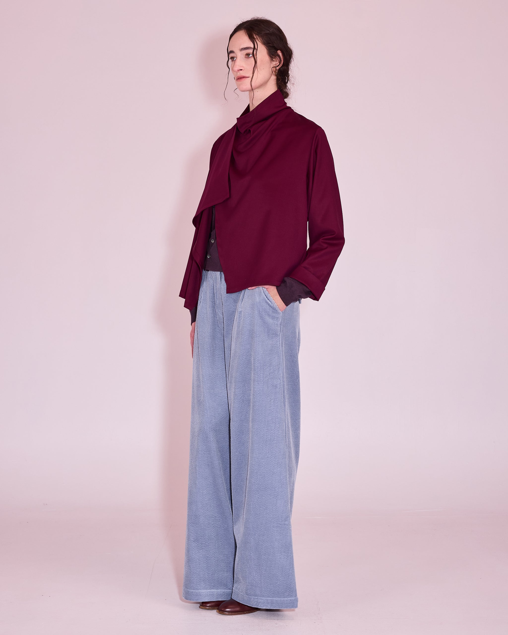 Jason wrap blouse in red plum