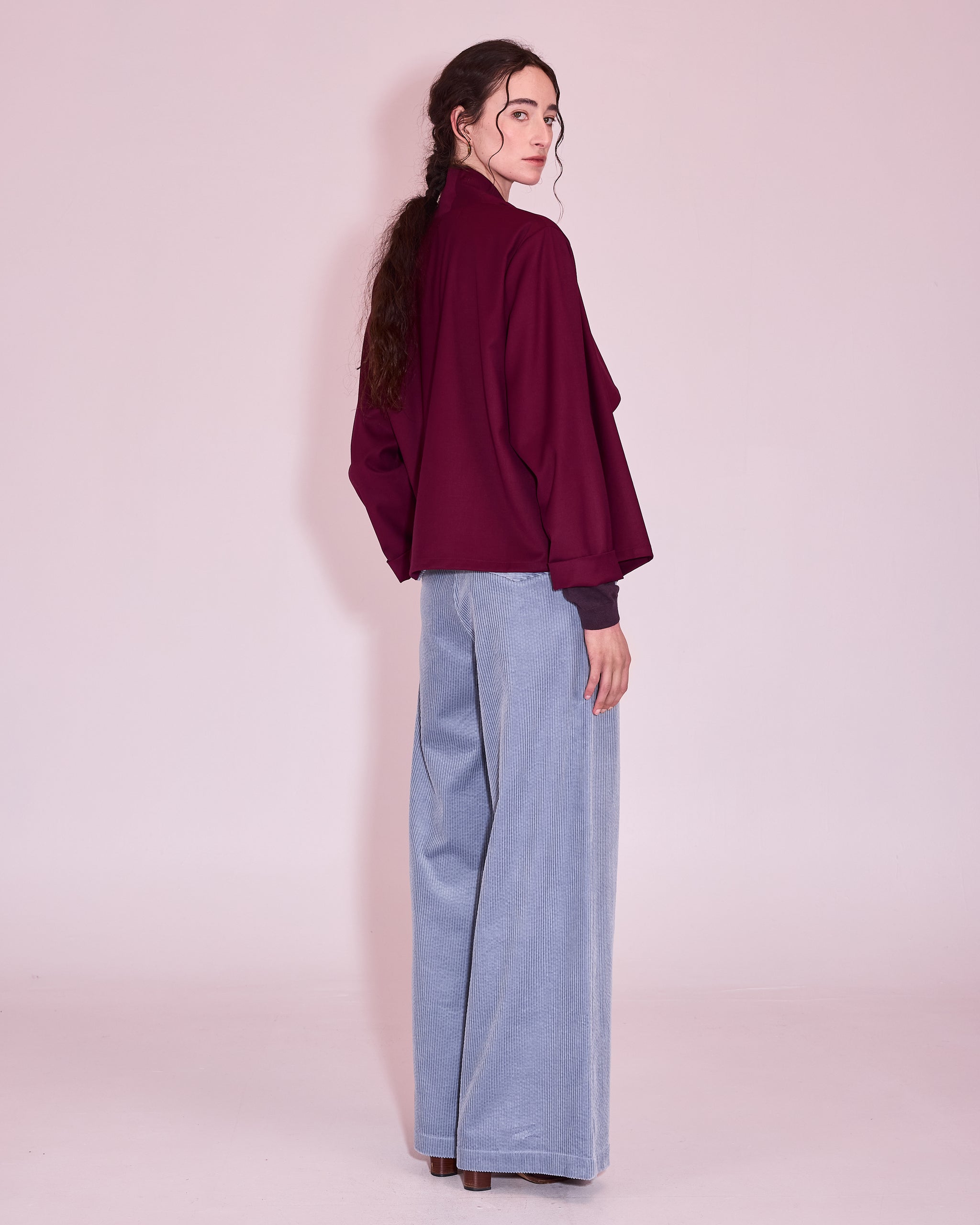Jason wrap blouse in red plum