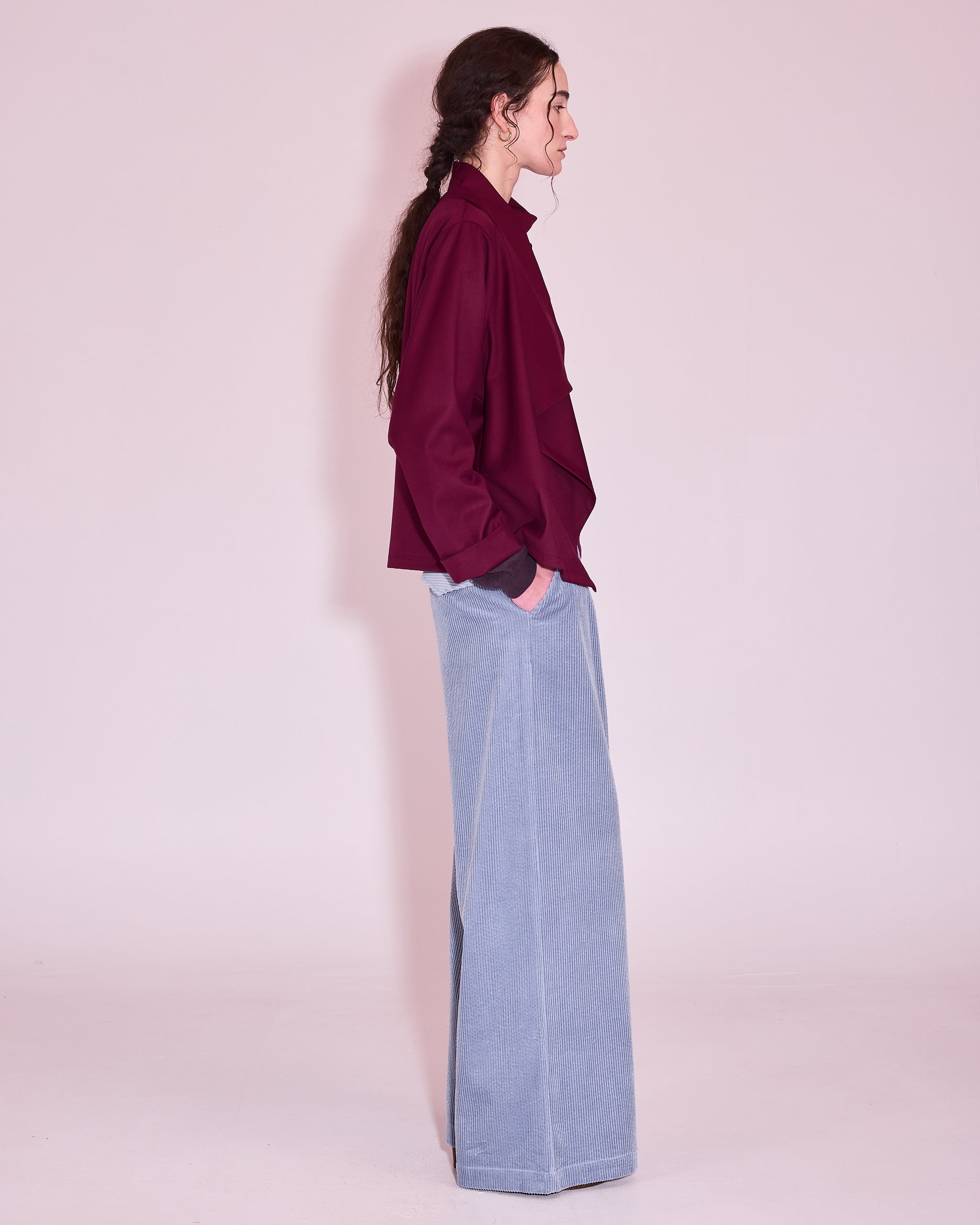 Jason wrap blouse in red plum