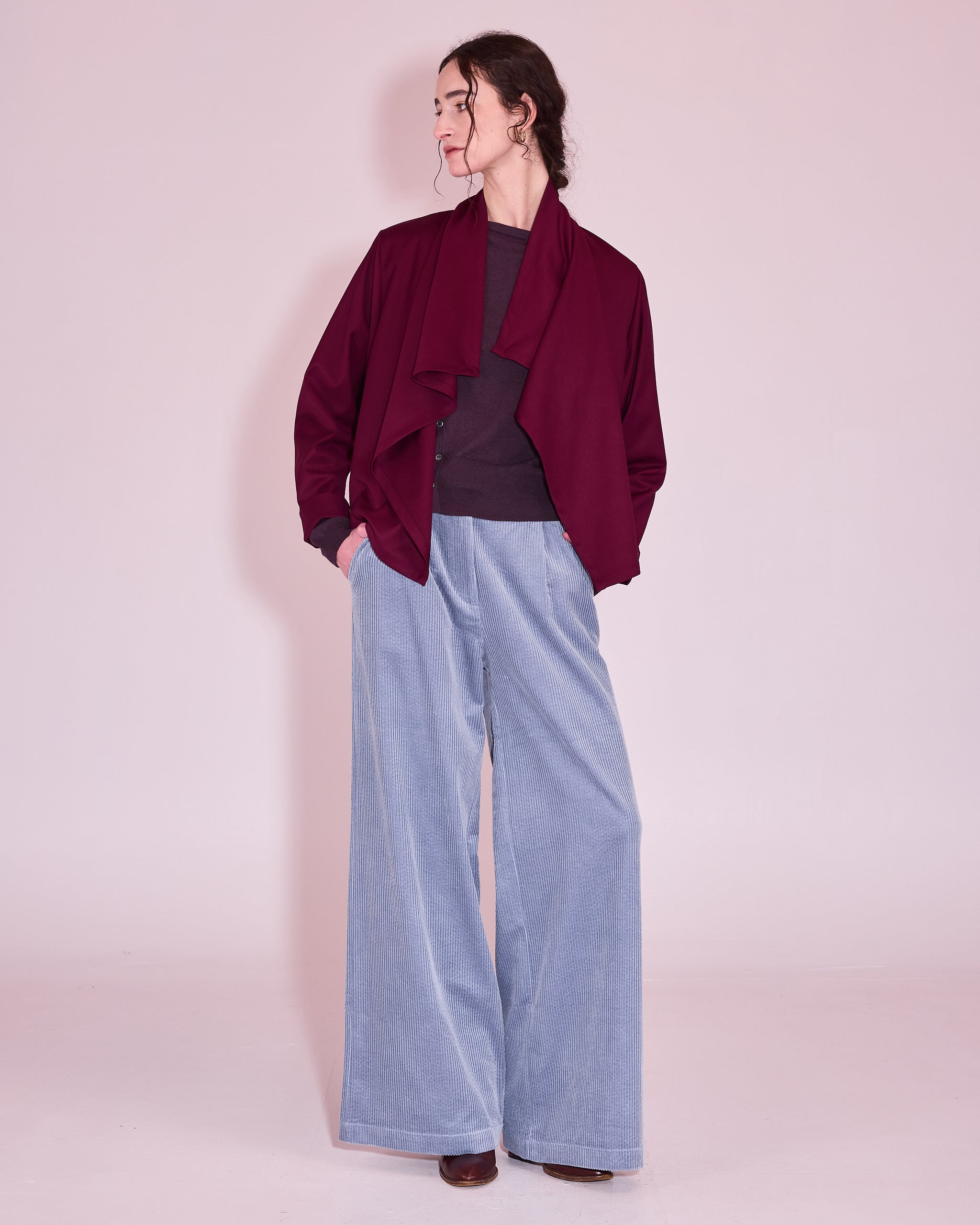 Jason wrap blouse in red plum
