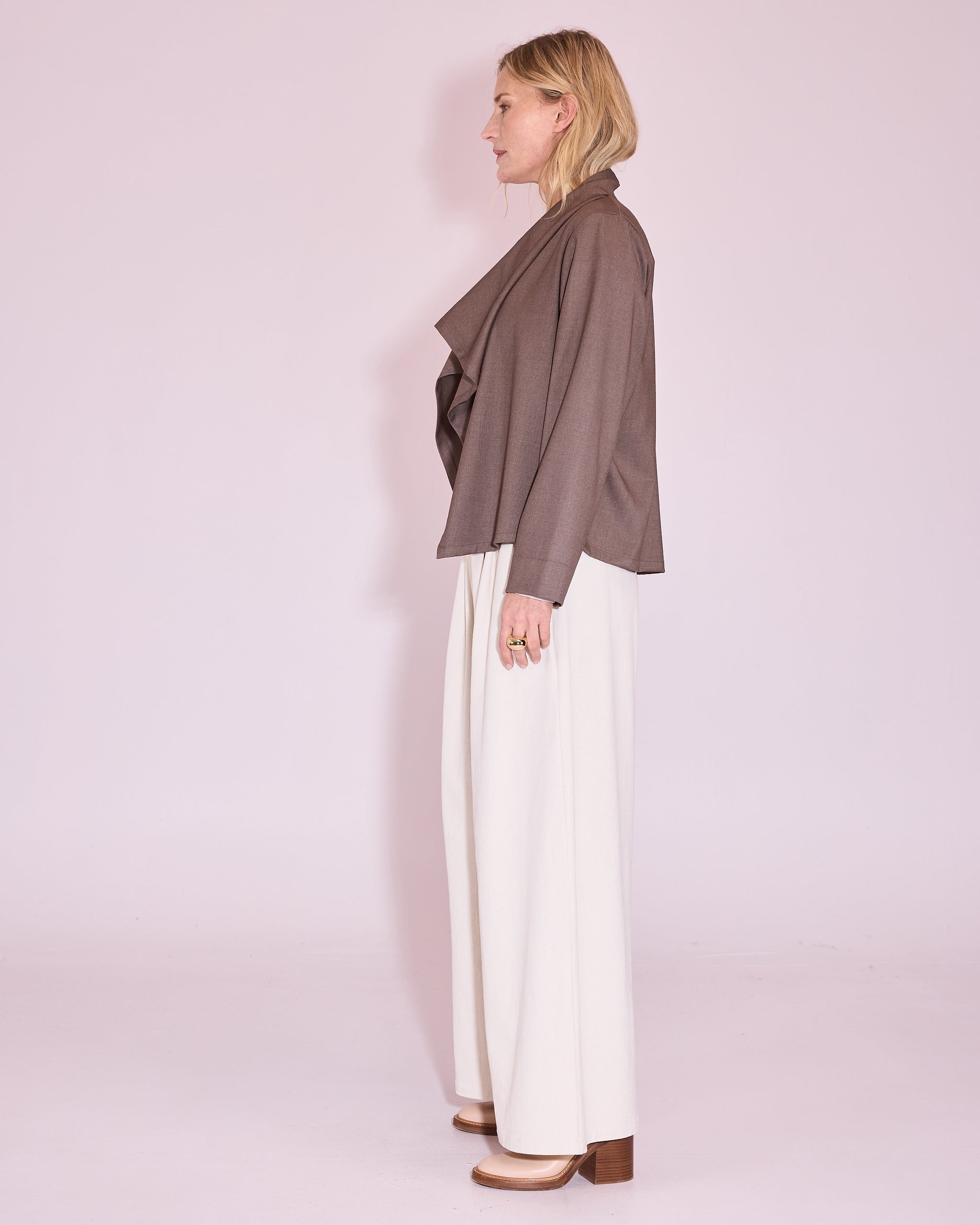 Jason wrap blouse in taupe mêlée