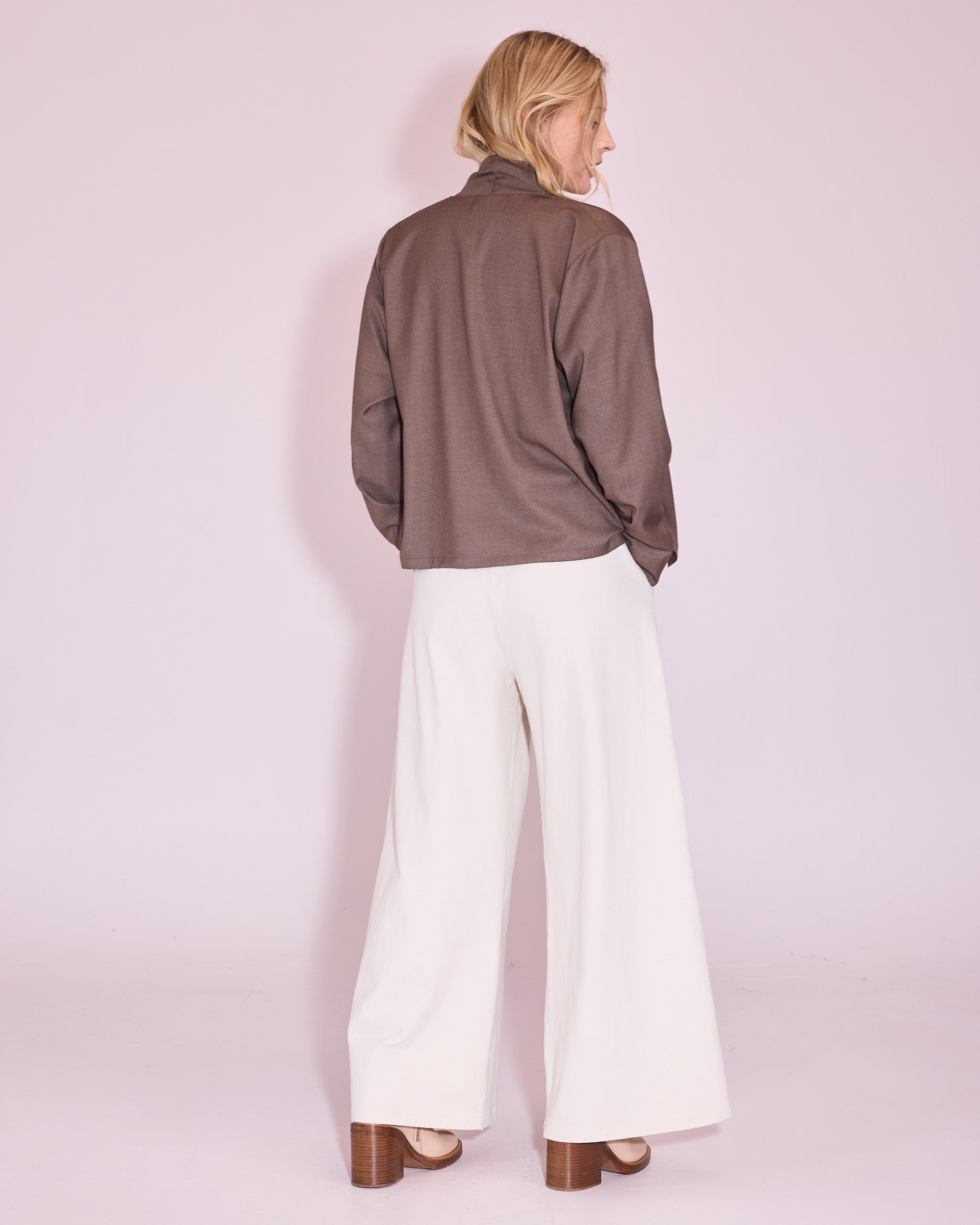Jason wrap blouse in taupe mêlée
