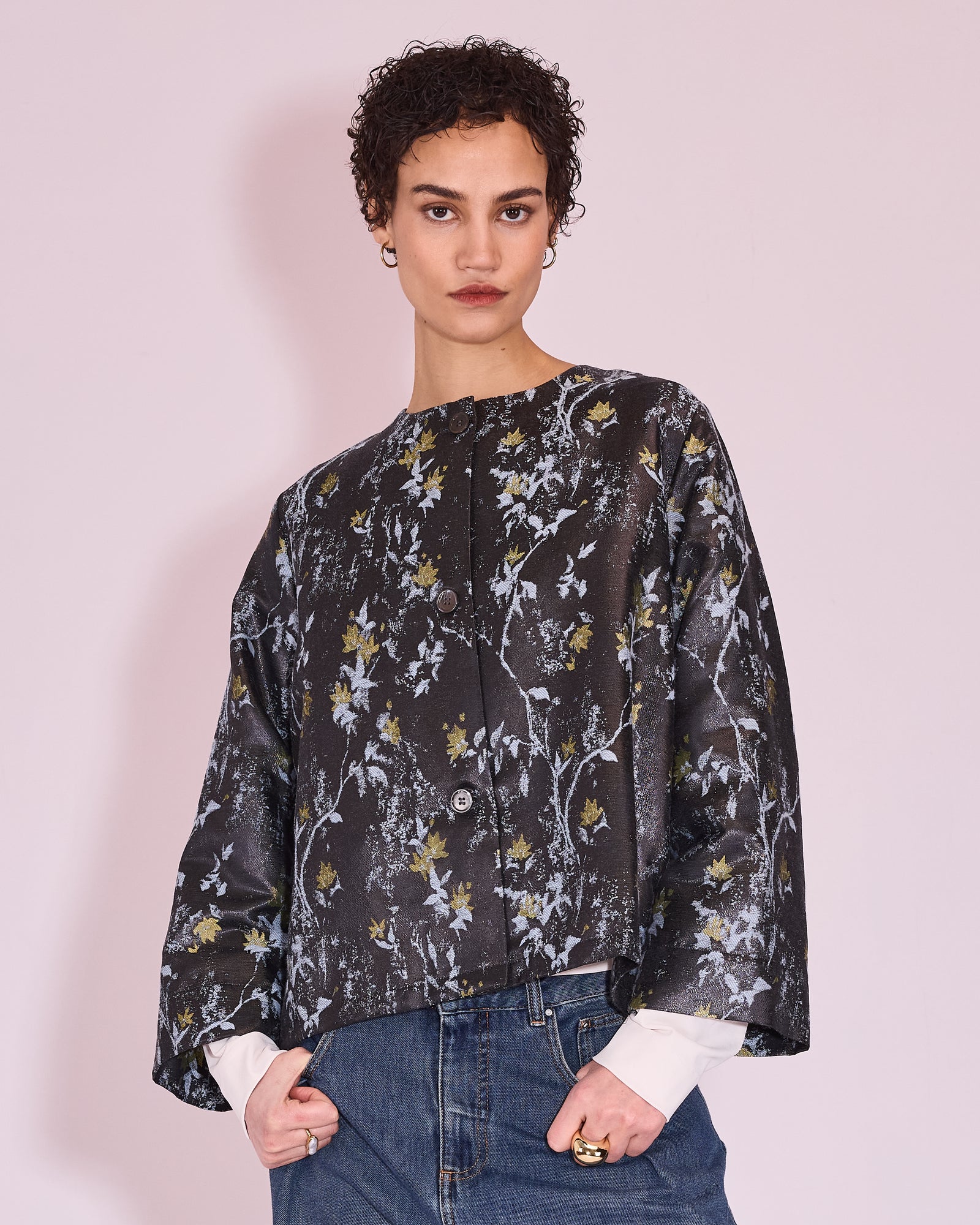Jacques jacket in anthracite floral jacquard