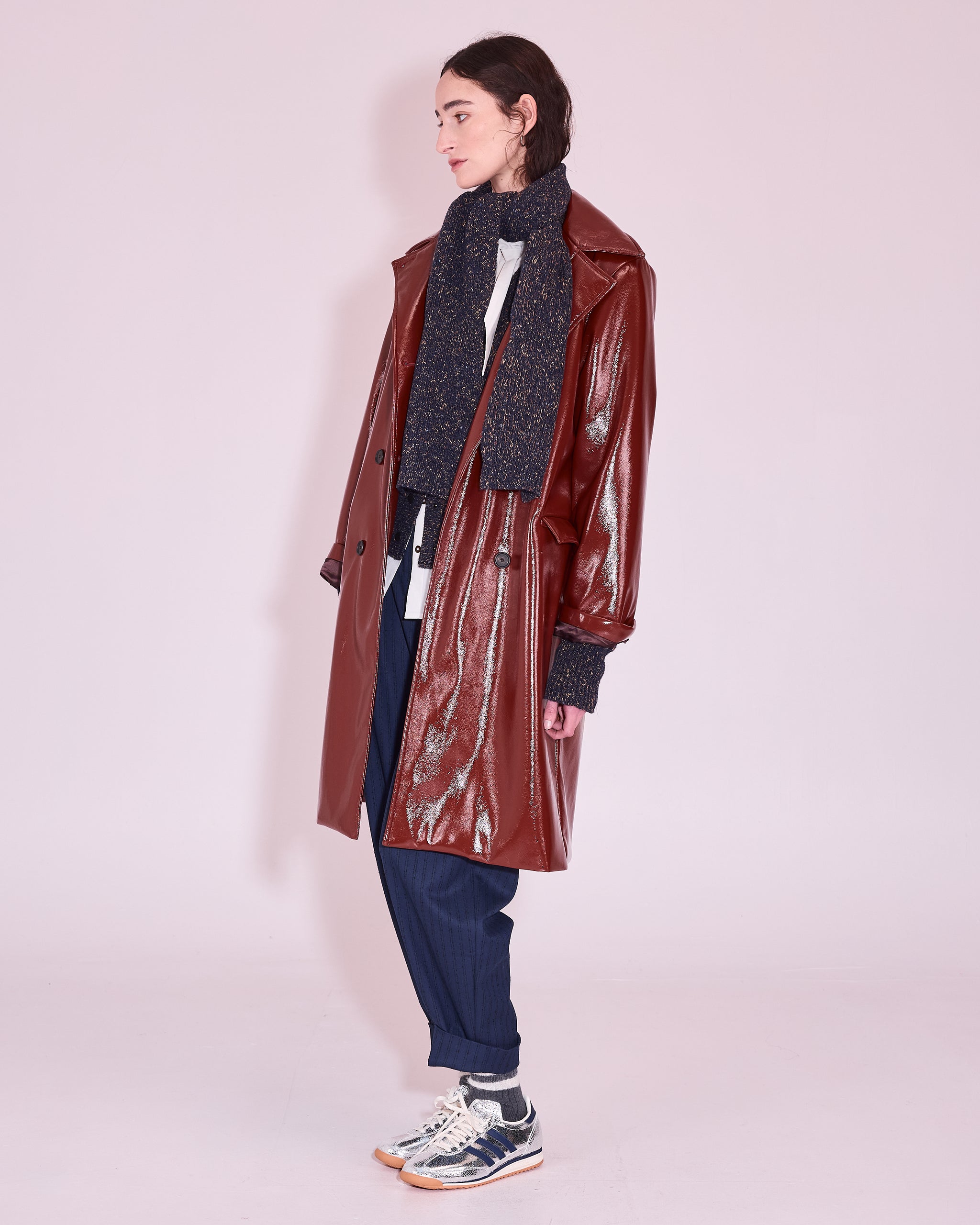 Gianni coat in maroon faux leather