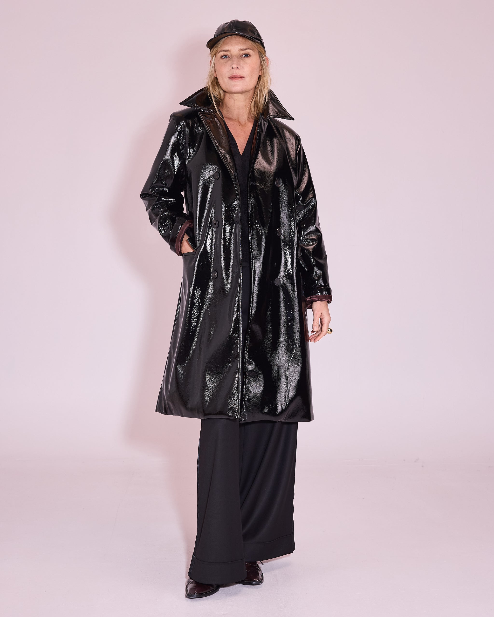 Gianni jas in black faux leather