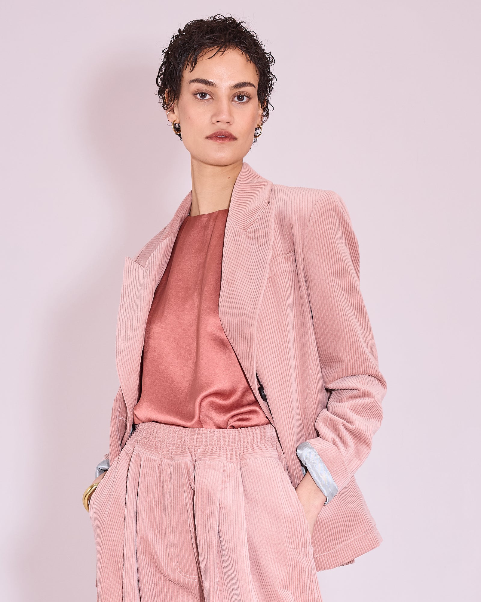 Davos blazer in old rose corduroy