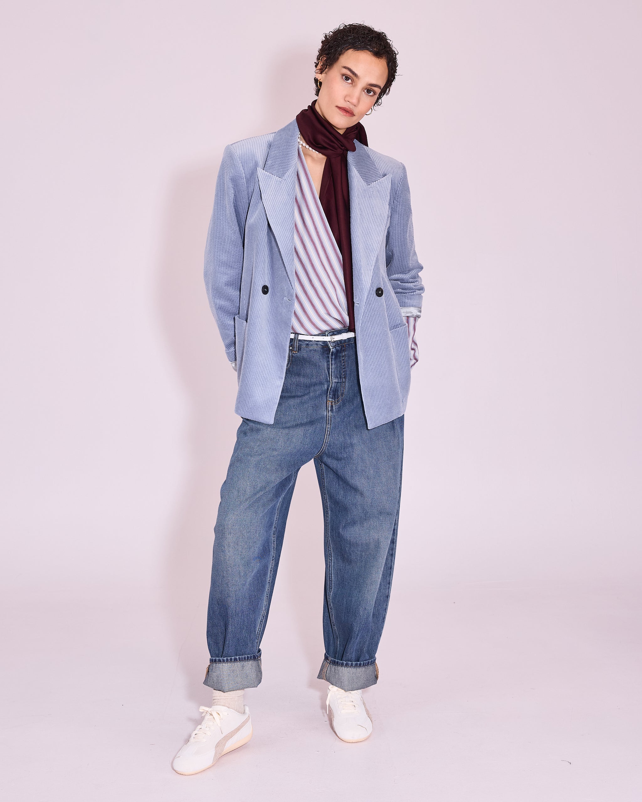 Davos blazer in grey dawn corduroy