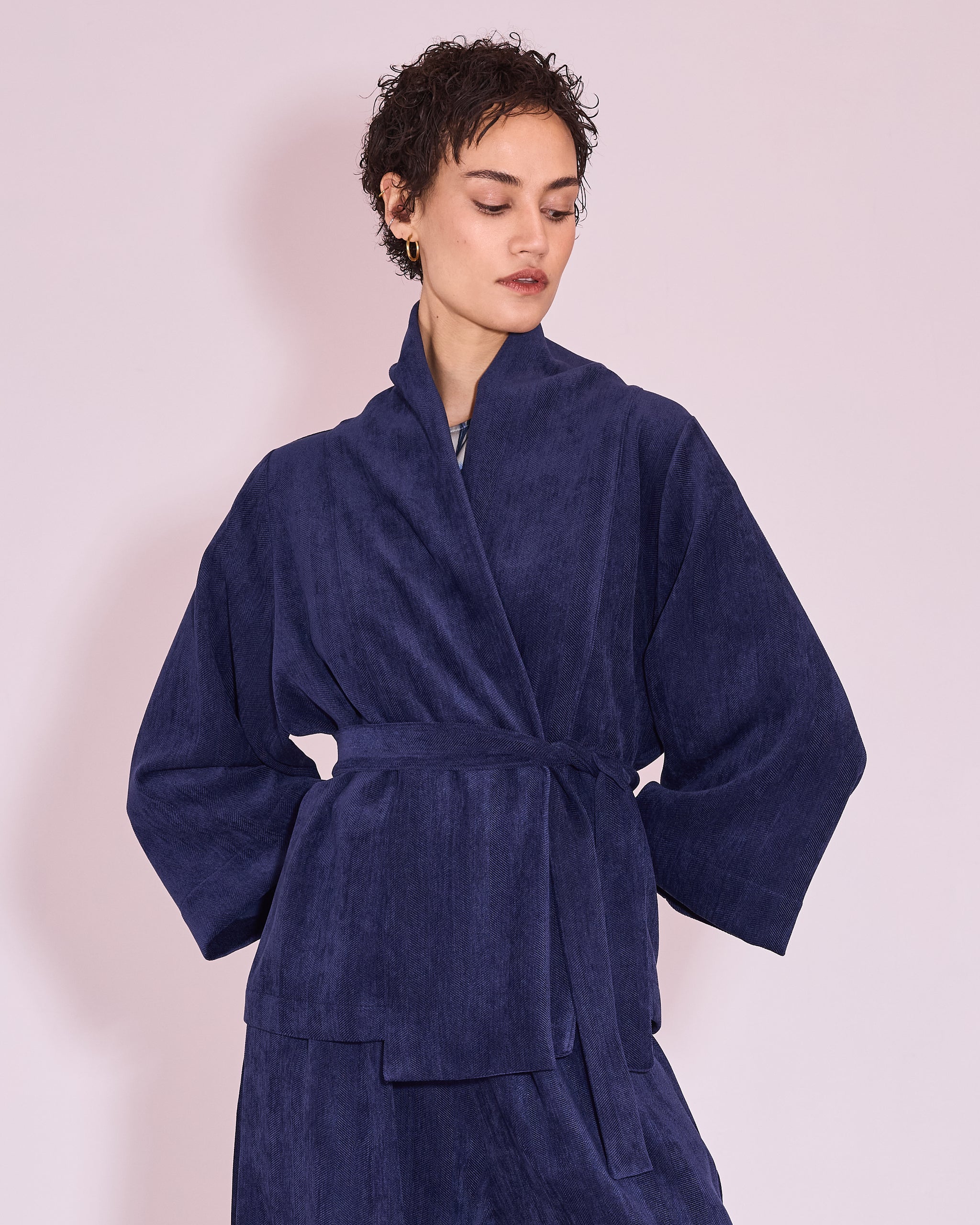 Ediz kimono in deep cobalt