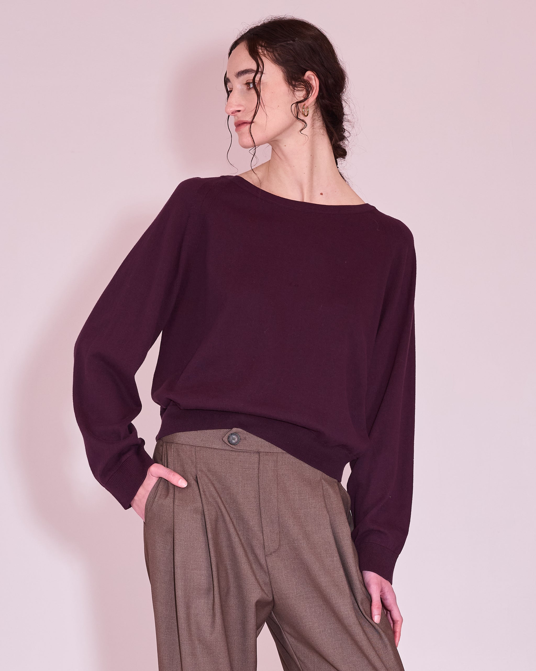 Honfleur knitted sweater in plum