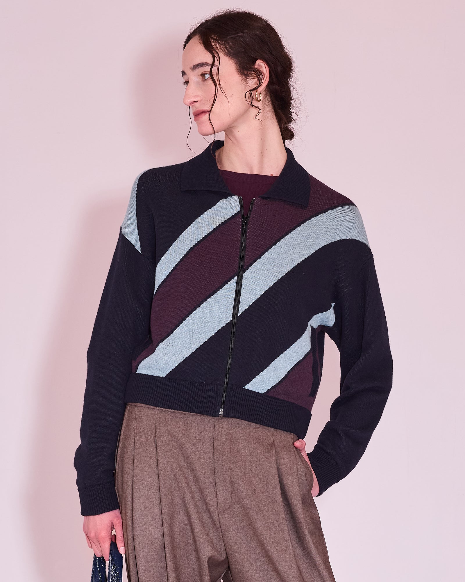 Juba vest in midnight blue stripes