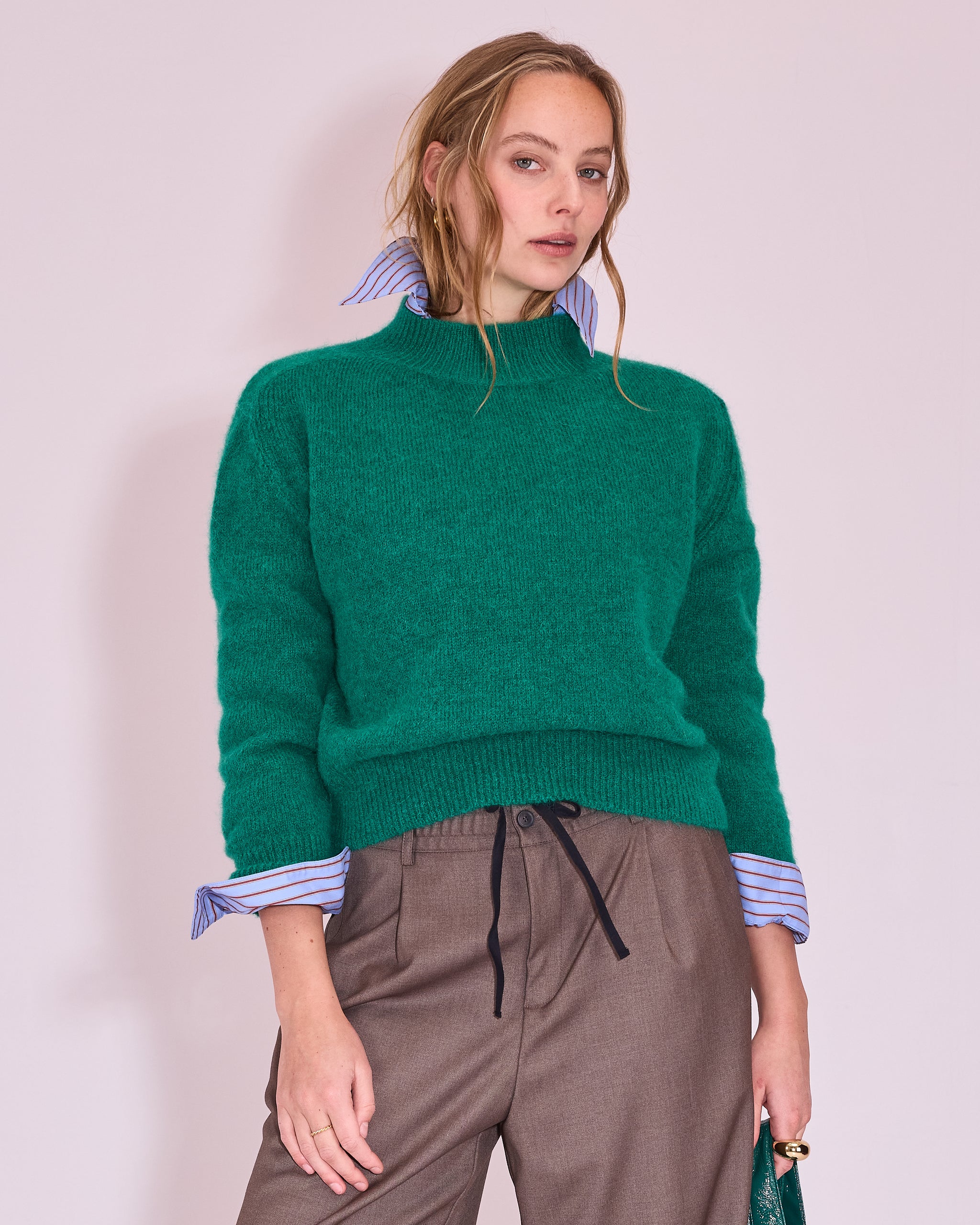 Juneau knitted sweater in emerald