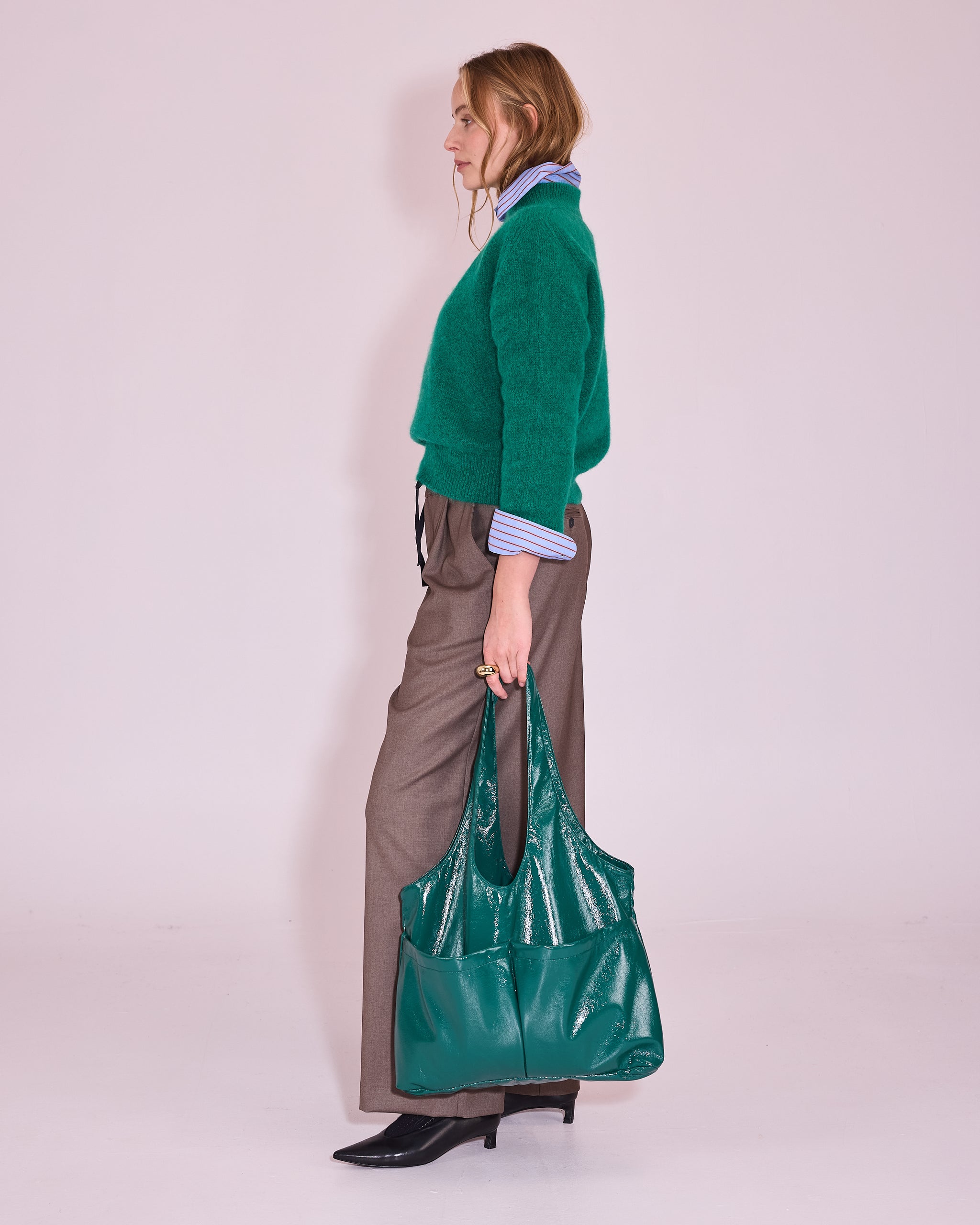 Juneau knitted sweater in emerald