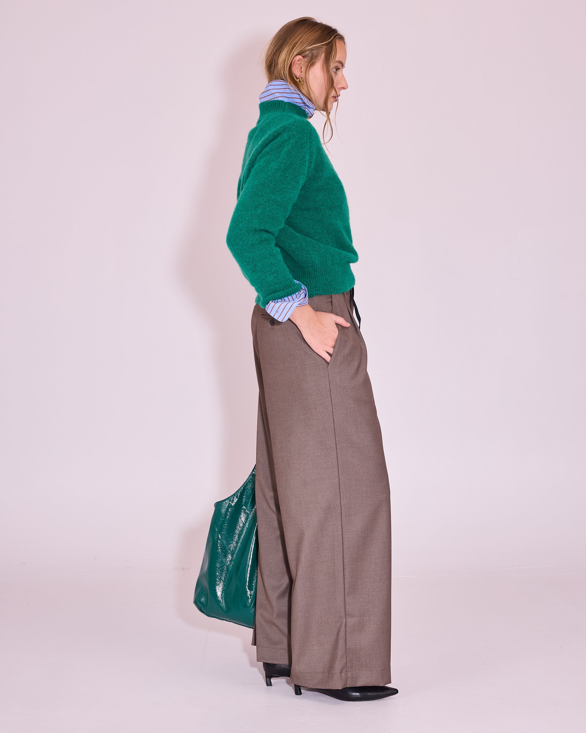 Juneau knitted sweater in emerald