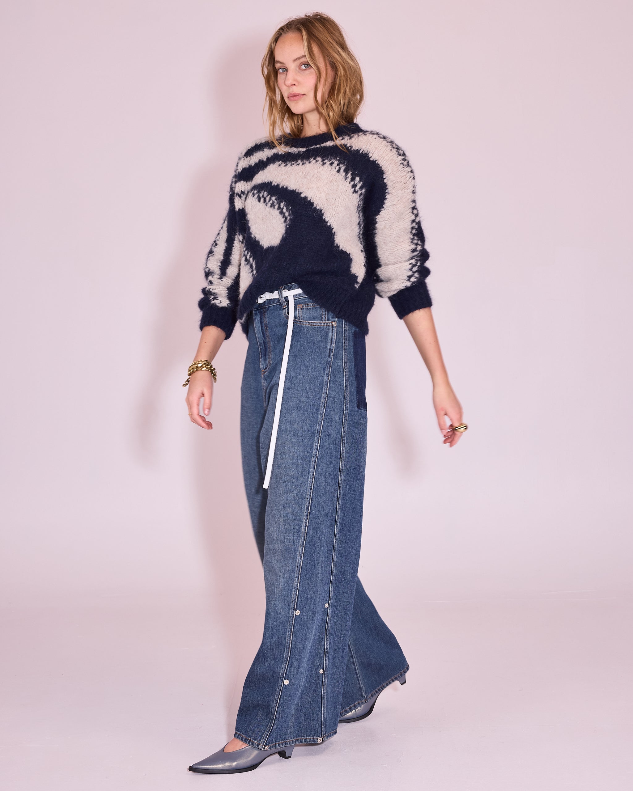 Jaral grafische trui in midnight blue