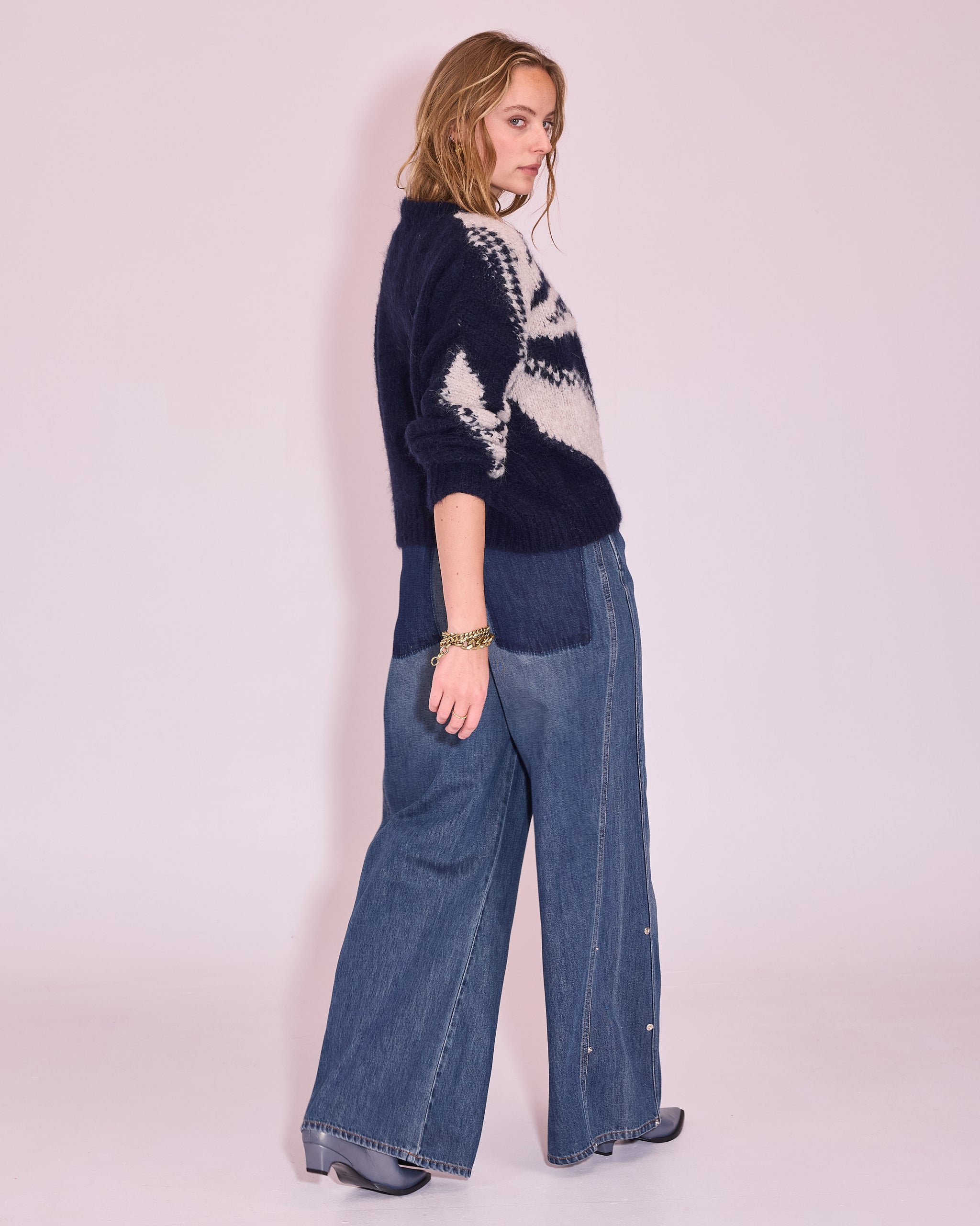 Jaral grafische trui in midnight blue
