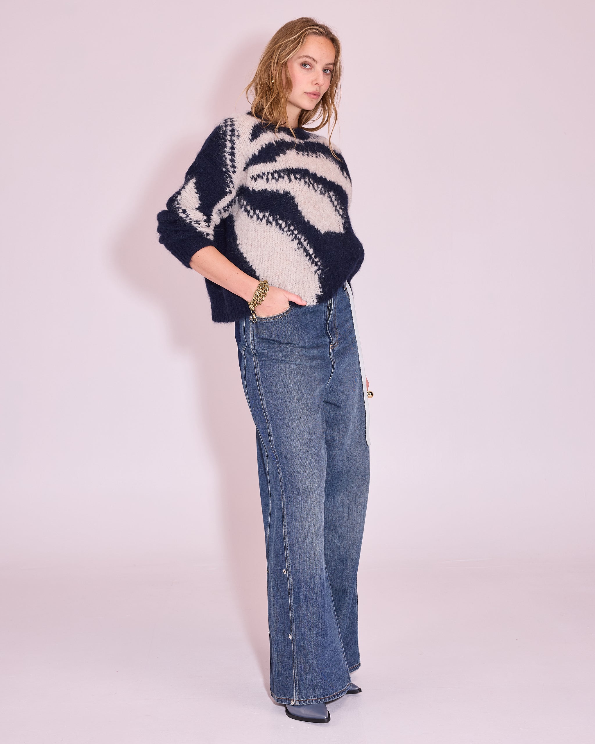 Jaral grafische trui in midnight blue