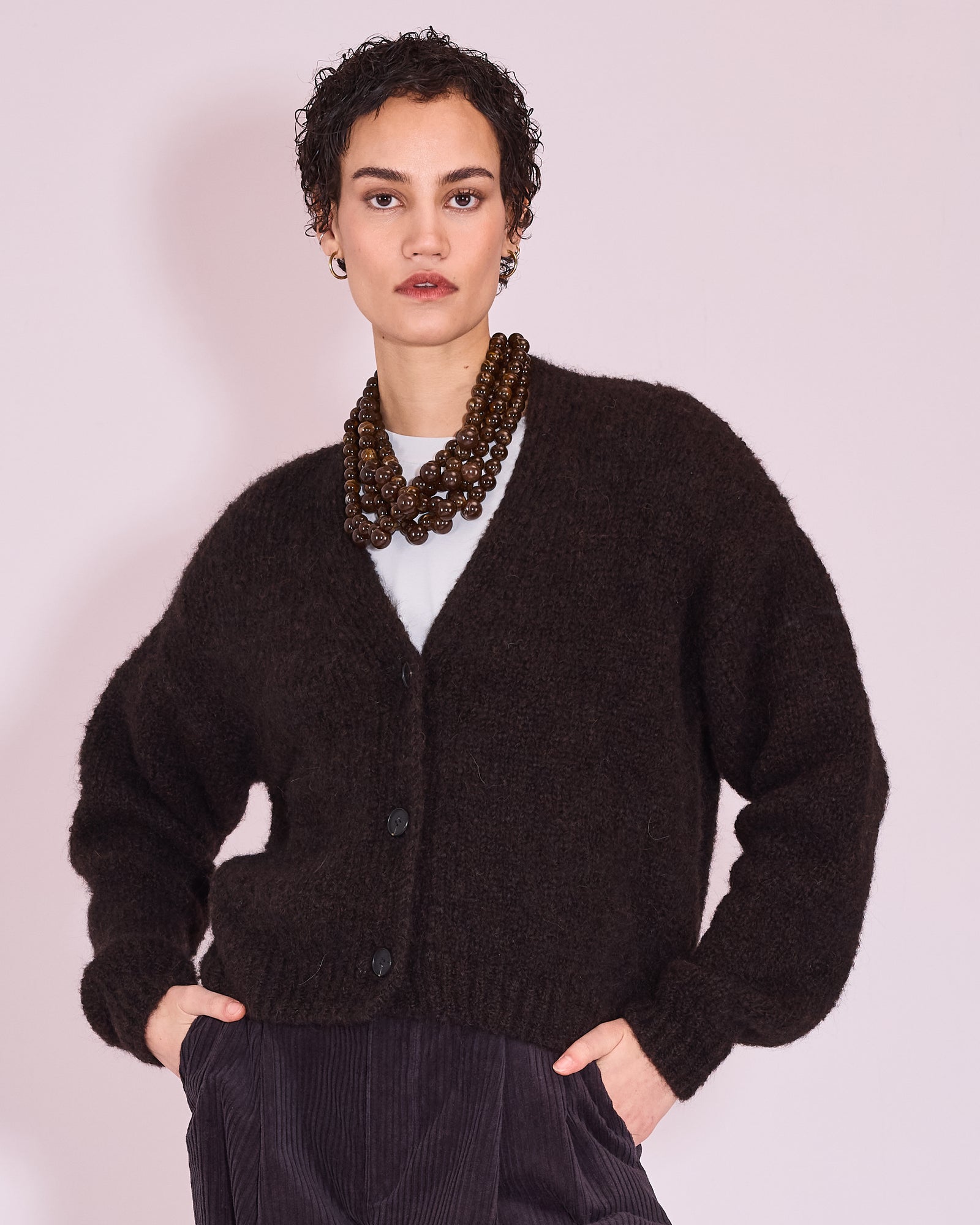 Jerba cardigan in black bean